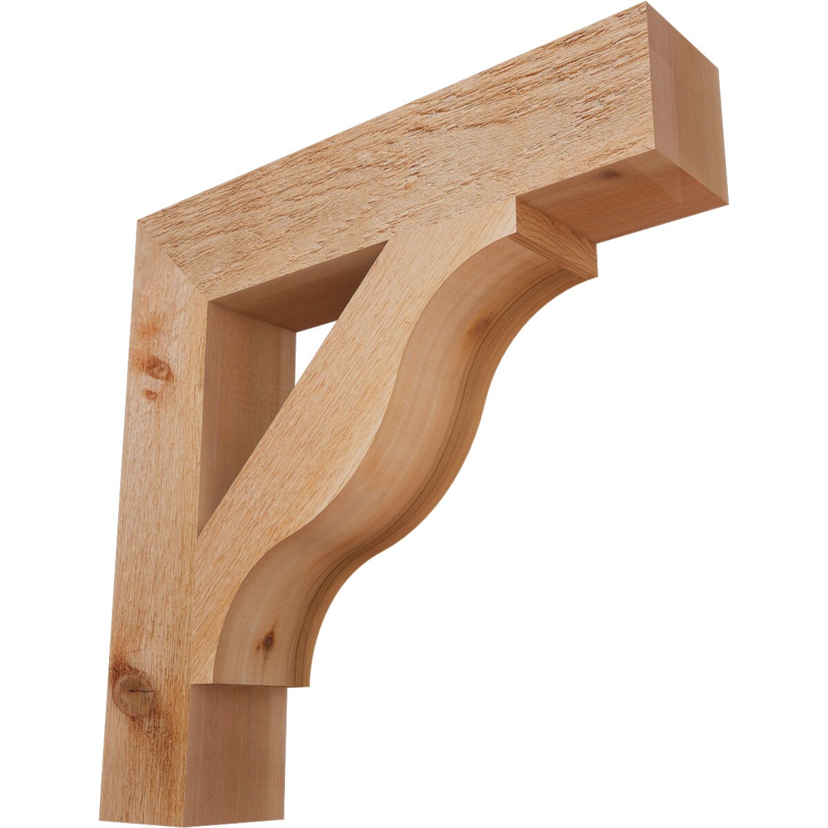 Ekena Millwork BKT04X20X20FST05RWR Funston Block Rough Sawn 4-in x 20-in x 20-in Western red cedar Brown Wood Standard bracket
