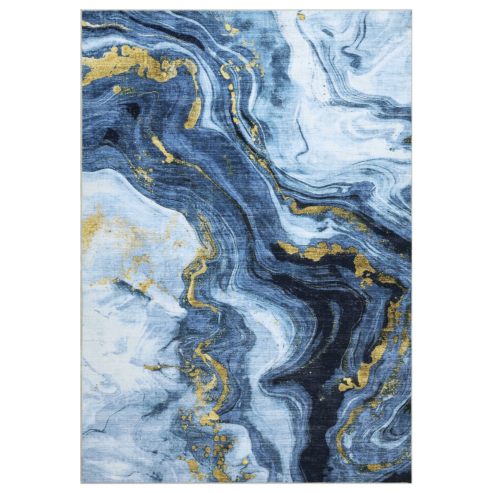 IdealHouse - 9x12FT Modern Abstract Twist Marble Area Rug - Washable Low-Pile Non-Slip and Soft -...