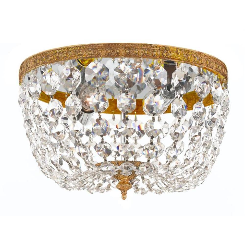 Crystorama 708-OB-CL-MWP Ceiling Mount 8-in Olde Brass Flush Mount Light