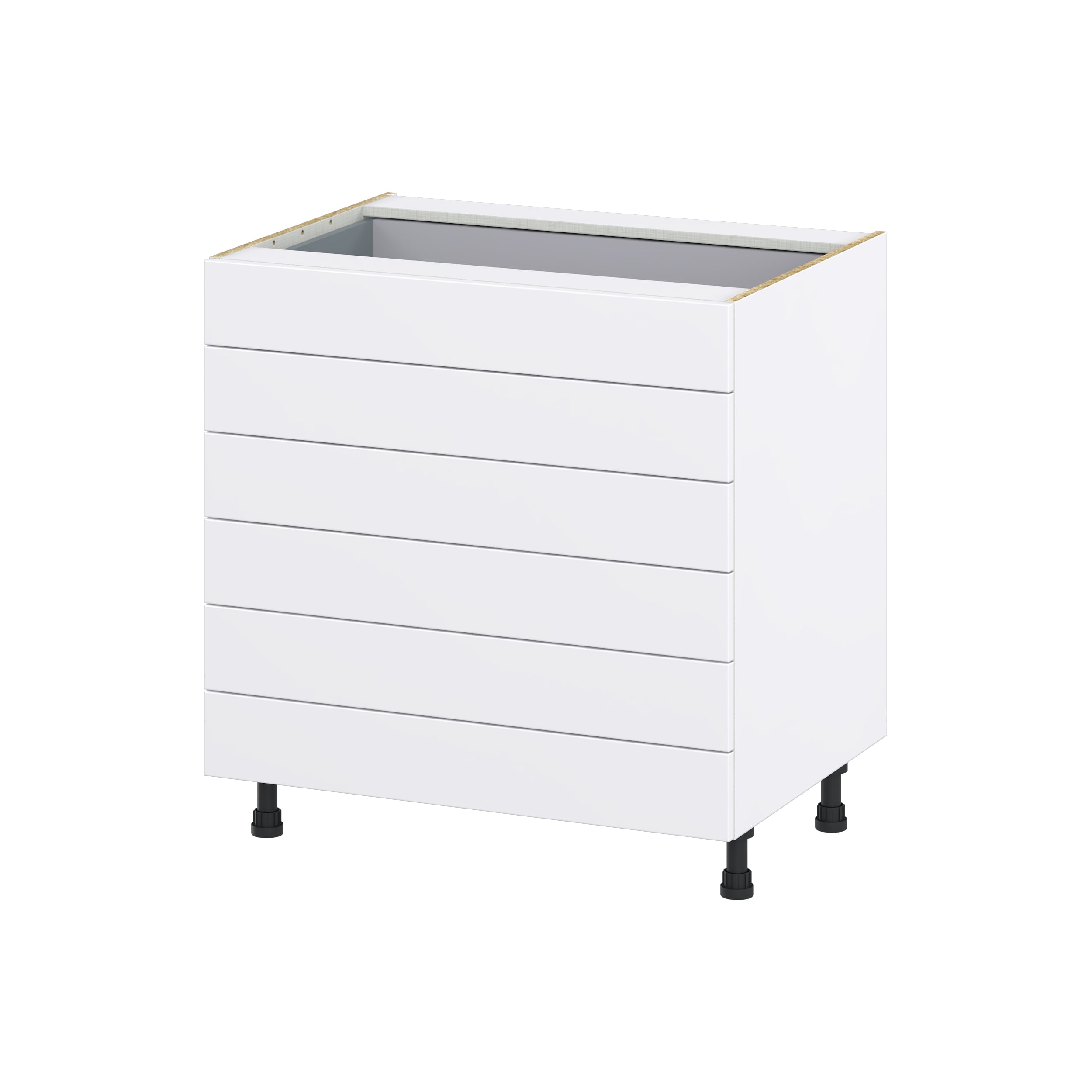 Hugo&Borg Lasalle 33-in W x 34.5-in H x 24-in D Bright White Slab 6-Drawer Base Fully Assembled Cabinet (Flat Panel Style)
