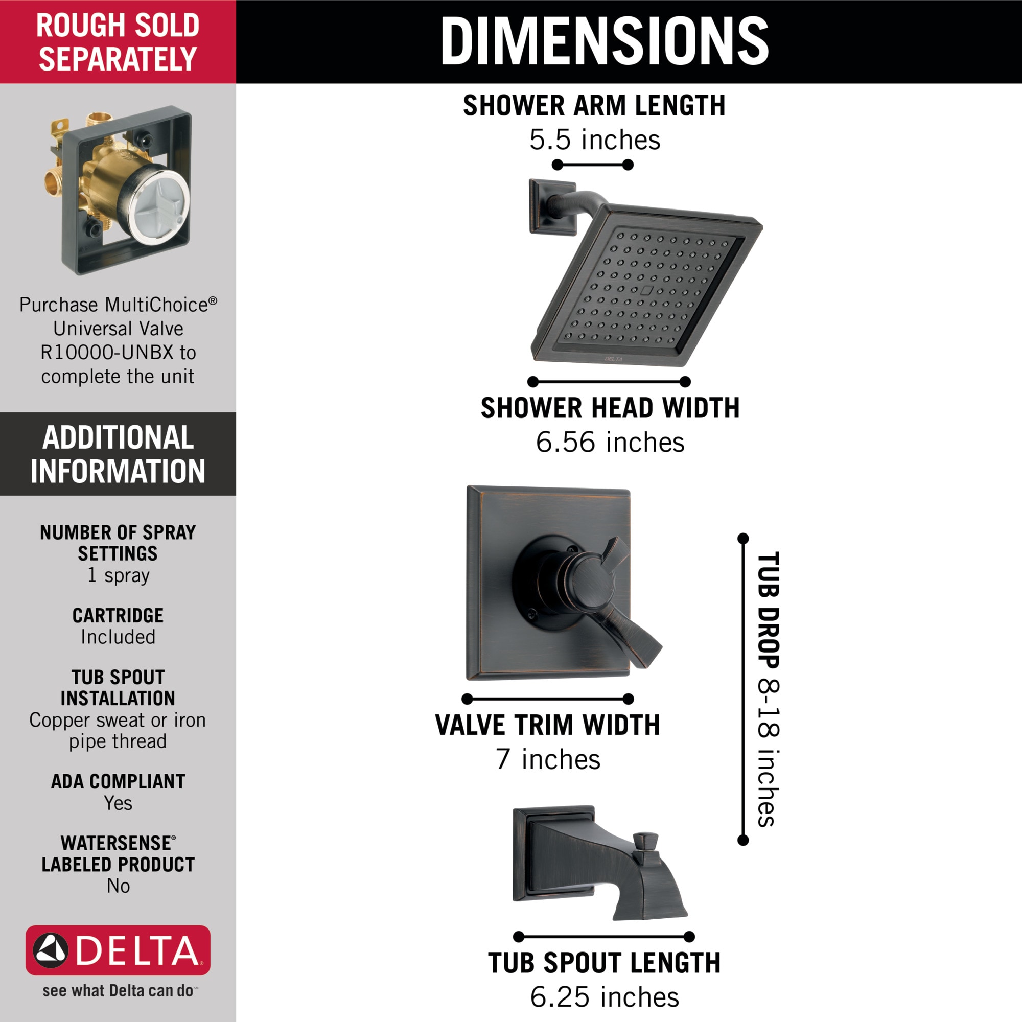 Delta T17451-RB Tub-Shower-Faucets - View #3