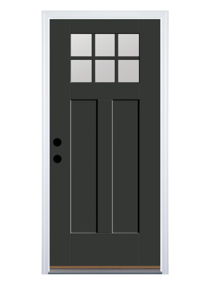 Therma-Tru Benchmark Doors TTB630415 32-in x 80-in Fiberglass Craftsman Right-Hand Inswing Graphite Painted Prehung Single Front Door with Brickmould Insulating Core
