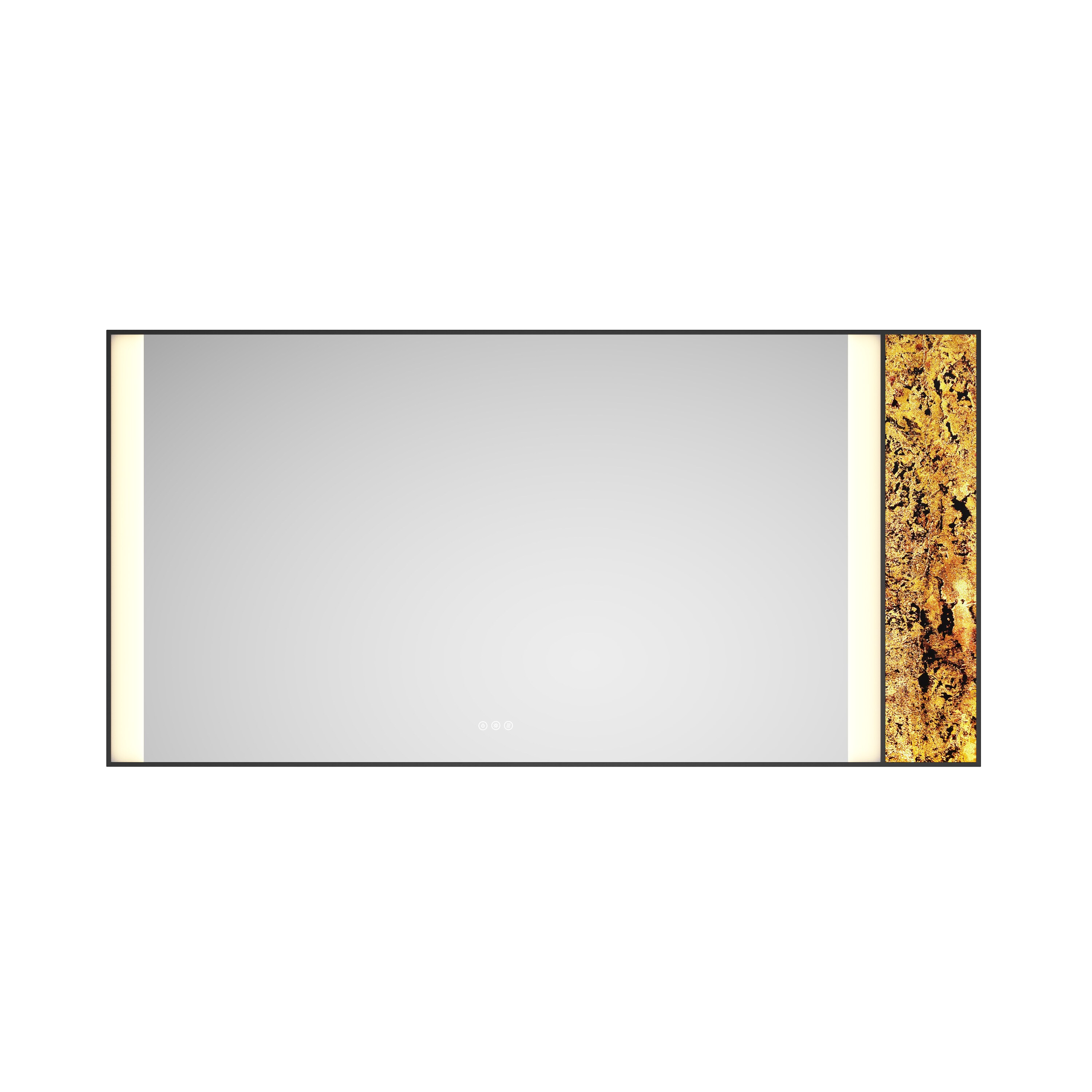 Vacolite KP37236-MB-TK 36-Inches x 72-Inches Polished Rectangle Dimmable Lighted Fog Free Tilting Bathroom Vanity Mirror ( Natural stone decoration )