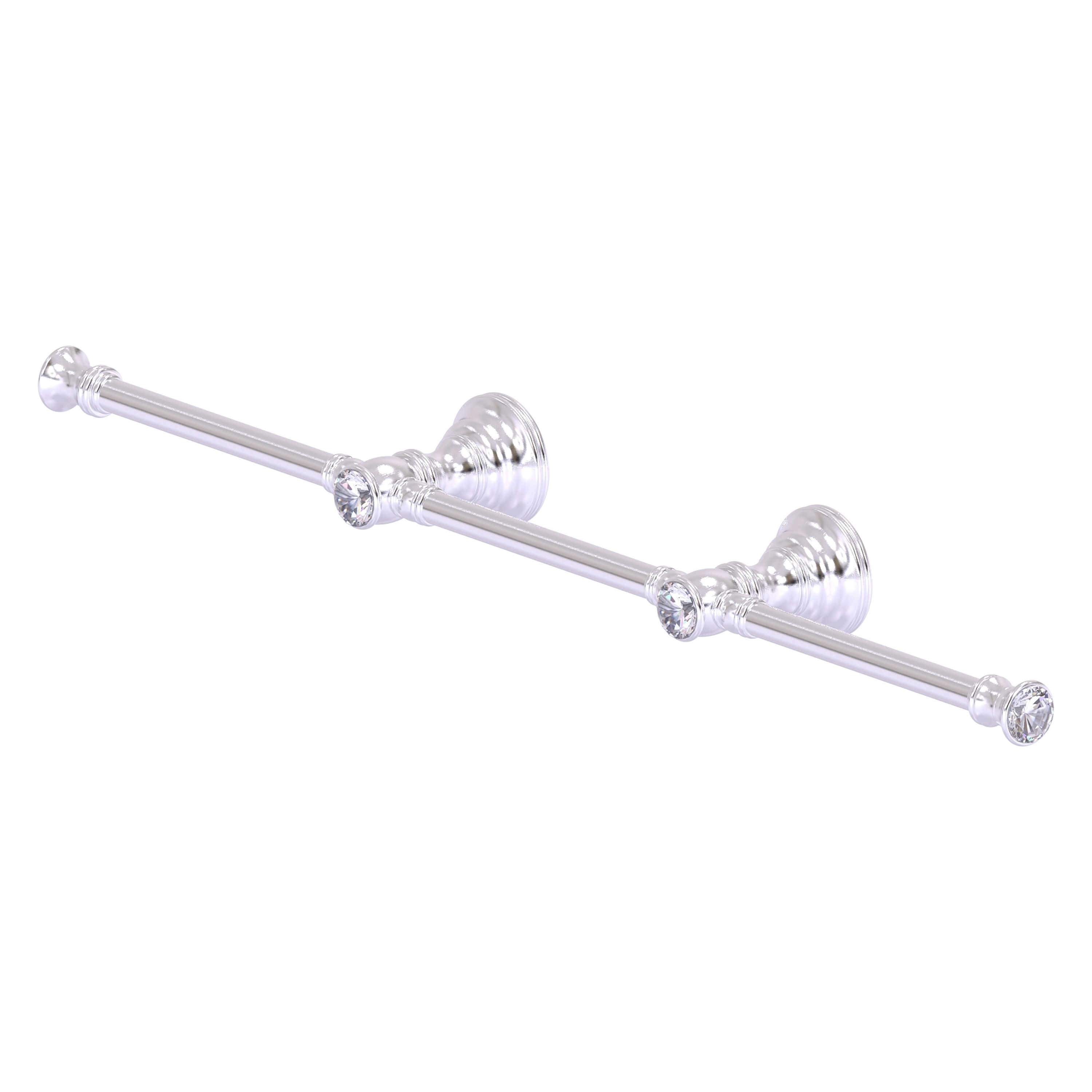 Allied Brass CC-HTB-3-SCH Carolina Crystal 22-in double Satin Chrome Wall mount Double Towel Bar