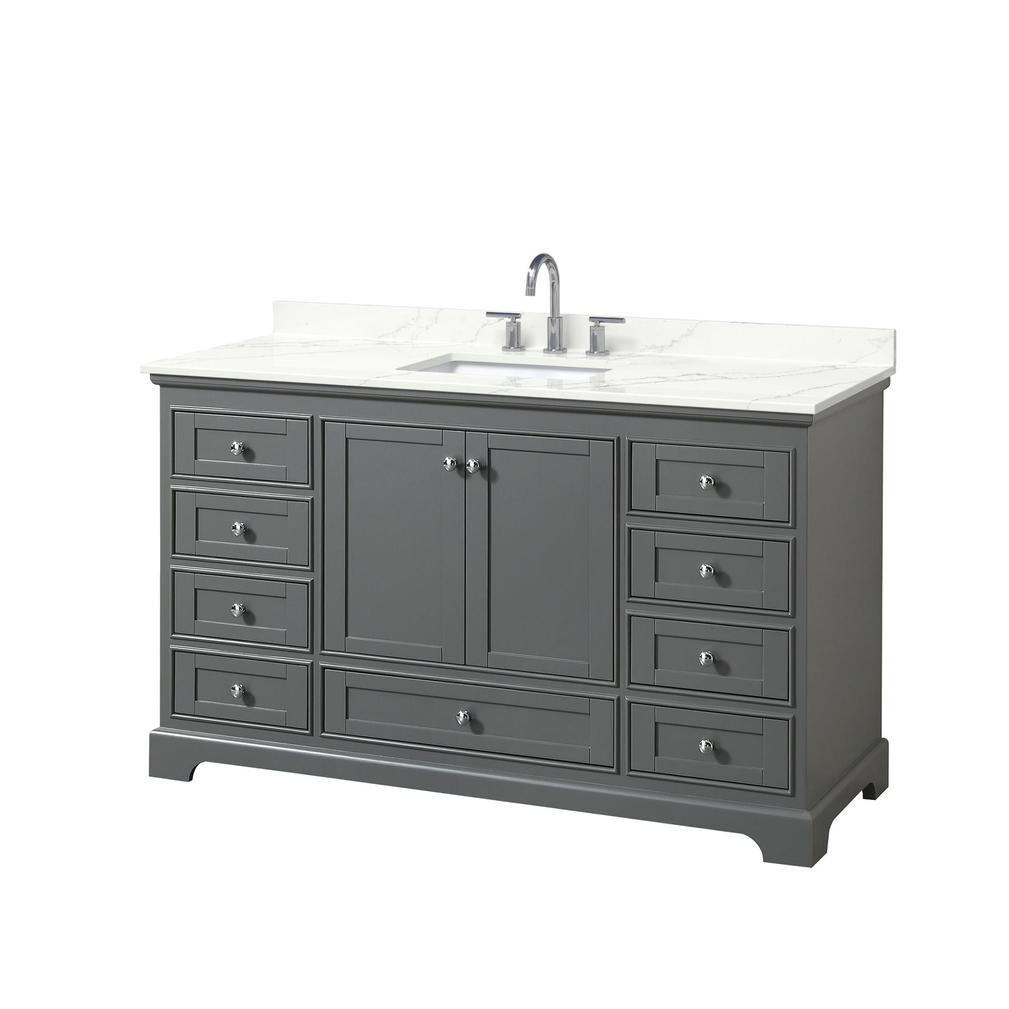 Wyndham Collection WCS202060SKGGTUS3MXX Deborah 60-in Dark Gray Undermount Single Sink Bathroom Vanity with Giotto Quartz Top