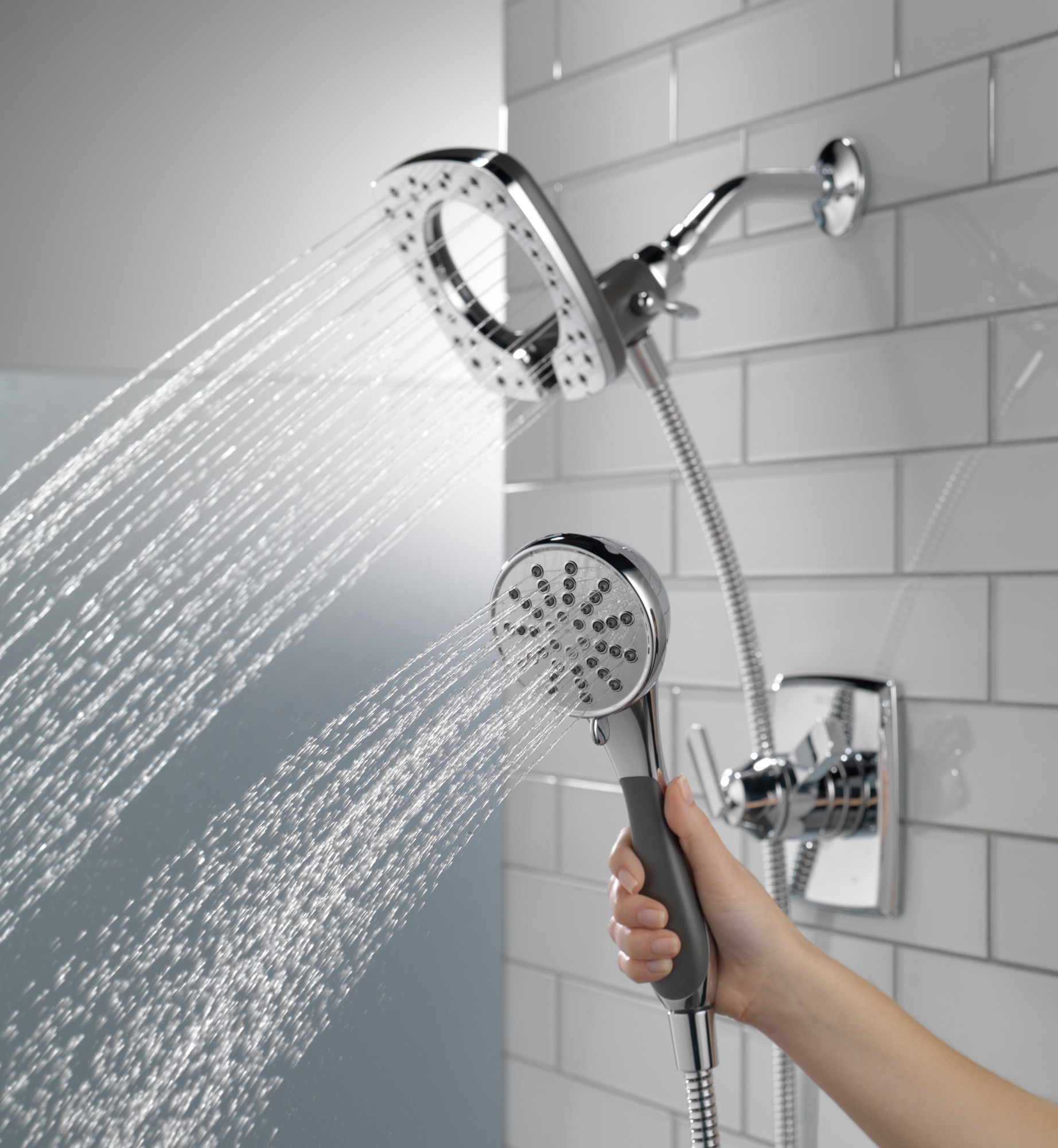 Delta Ashlyn Chrome 2 Handle Multi Function Round Shower Faucet At   42524300 