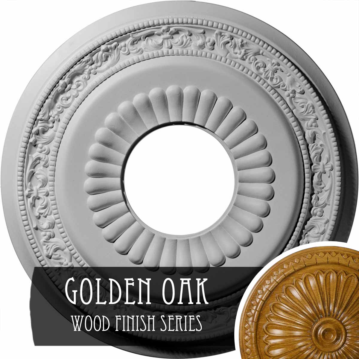 Ekena Millwork CM20LNGOS Lauren 20.625-in W x 20.625-in L Golden Oak Polyurethane Ceiling Medallion