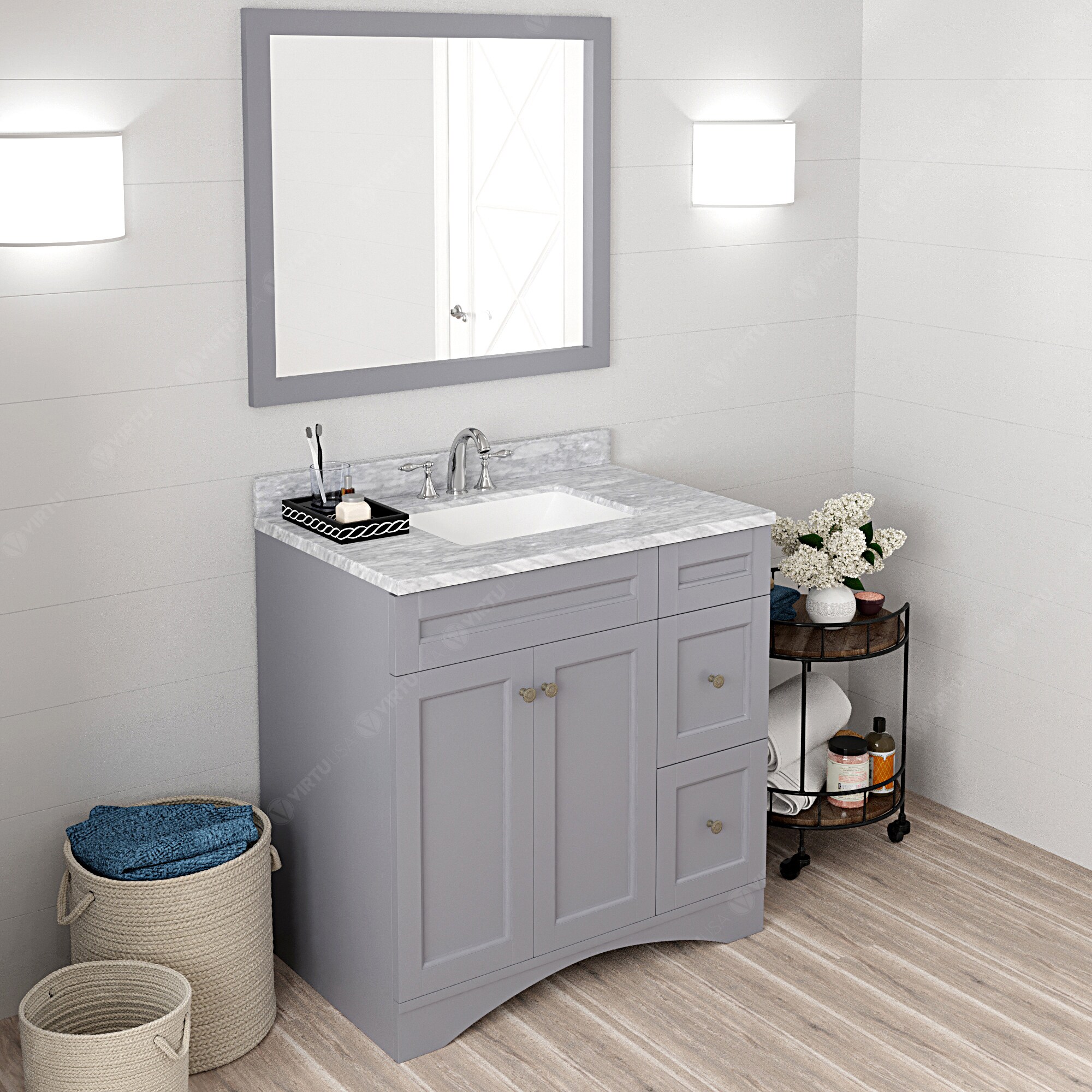 Virtu USA Elise 36-in Gray Undermount Single Sink Bathroom Vanity with ...