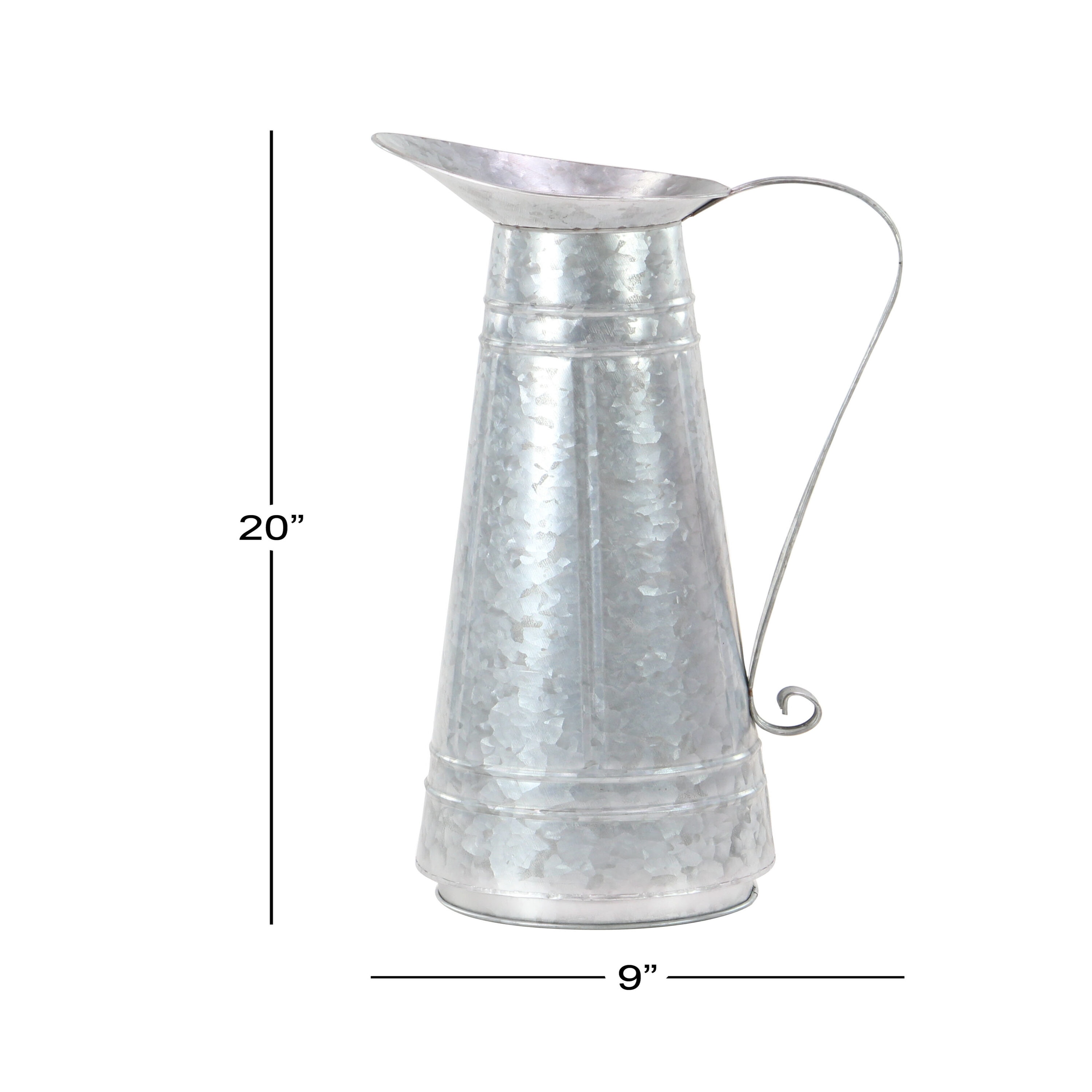 Chic Farmhouse 9" x 20" Silver Metal Watering Can Planter