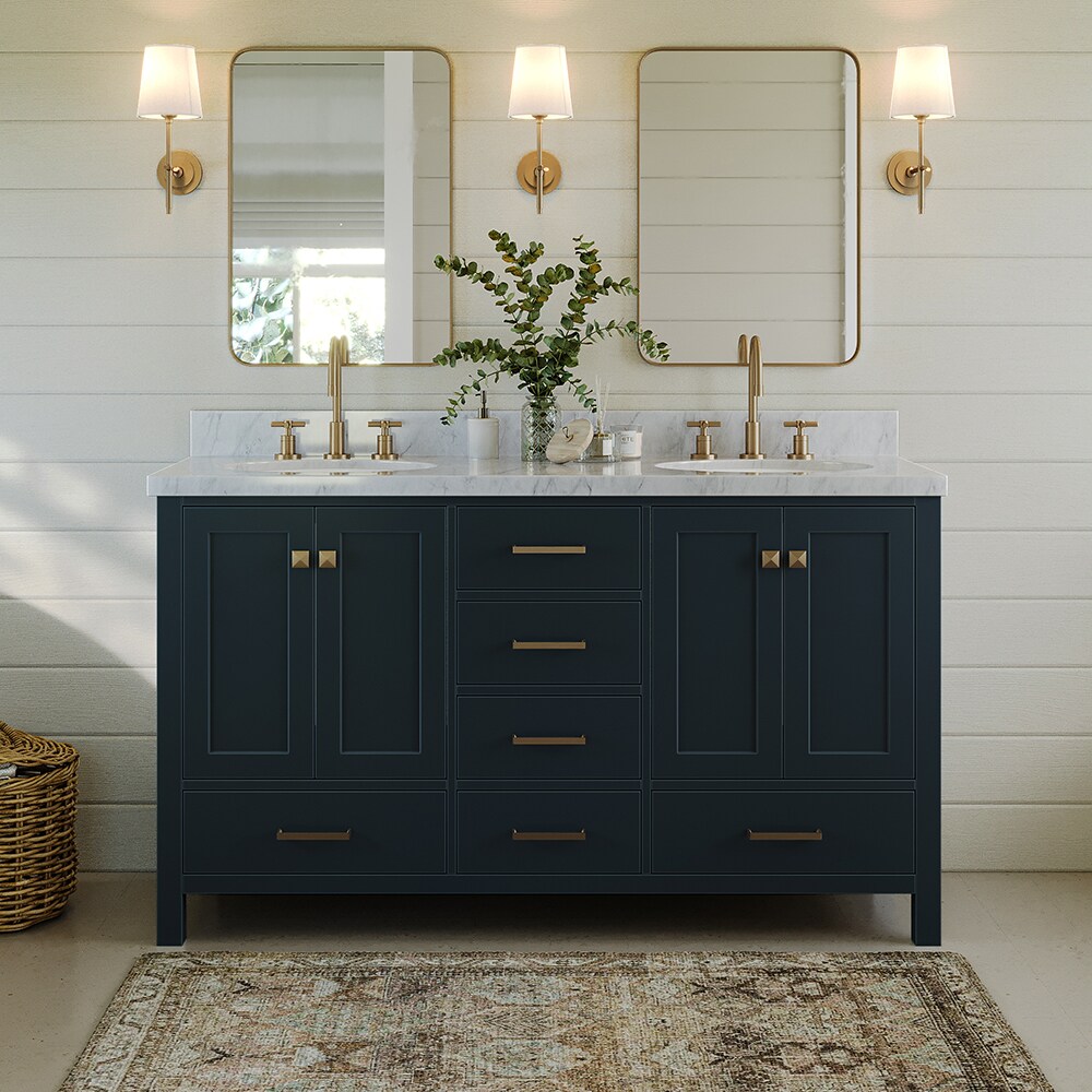 ARIEL Cambridge 61-in Midnight Blue Undermount Double Sink Bathroom ...