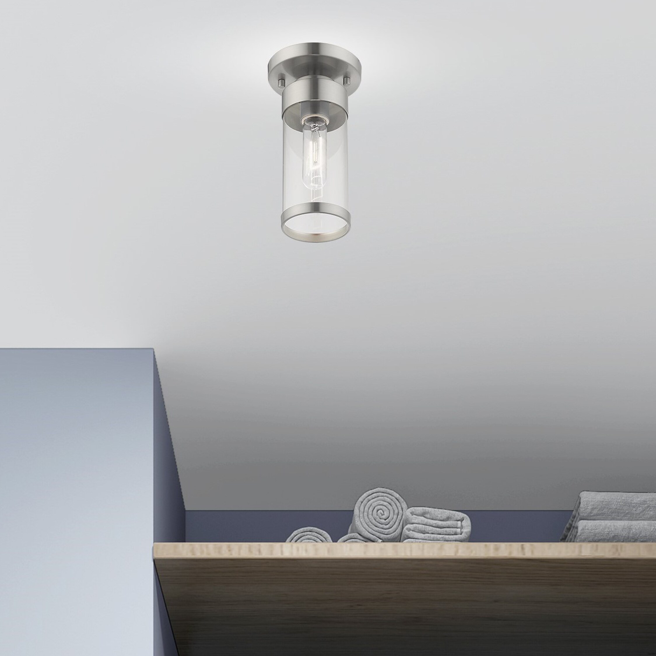 Hillcrest Contemporary Brushed Nickel 1-Light Flush Mount