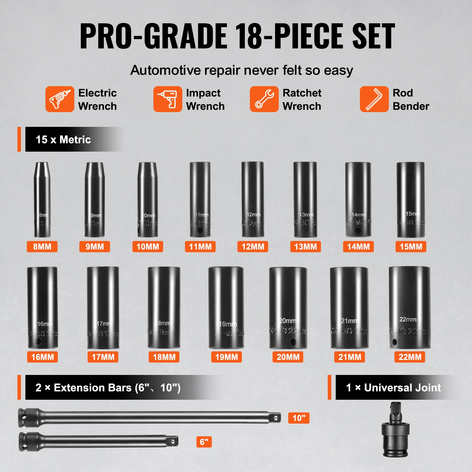 VEVOR SCCJTTZJ1CRV06162V0 Impact-Socket-Sets - View #3