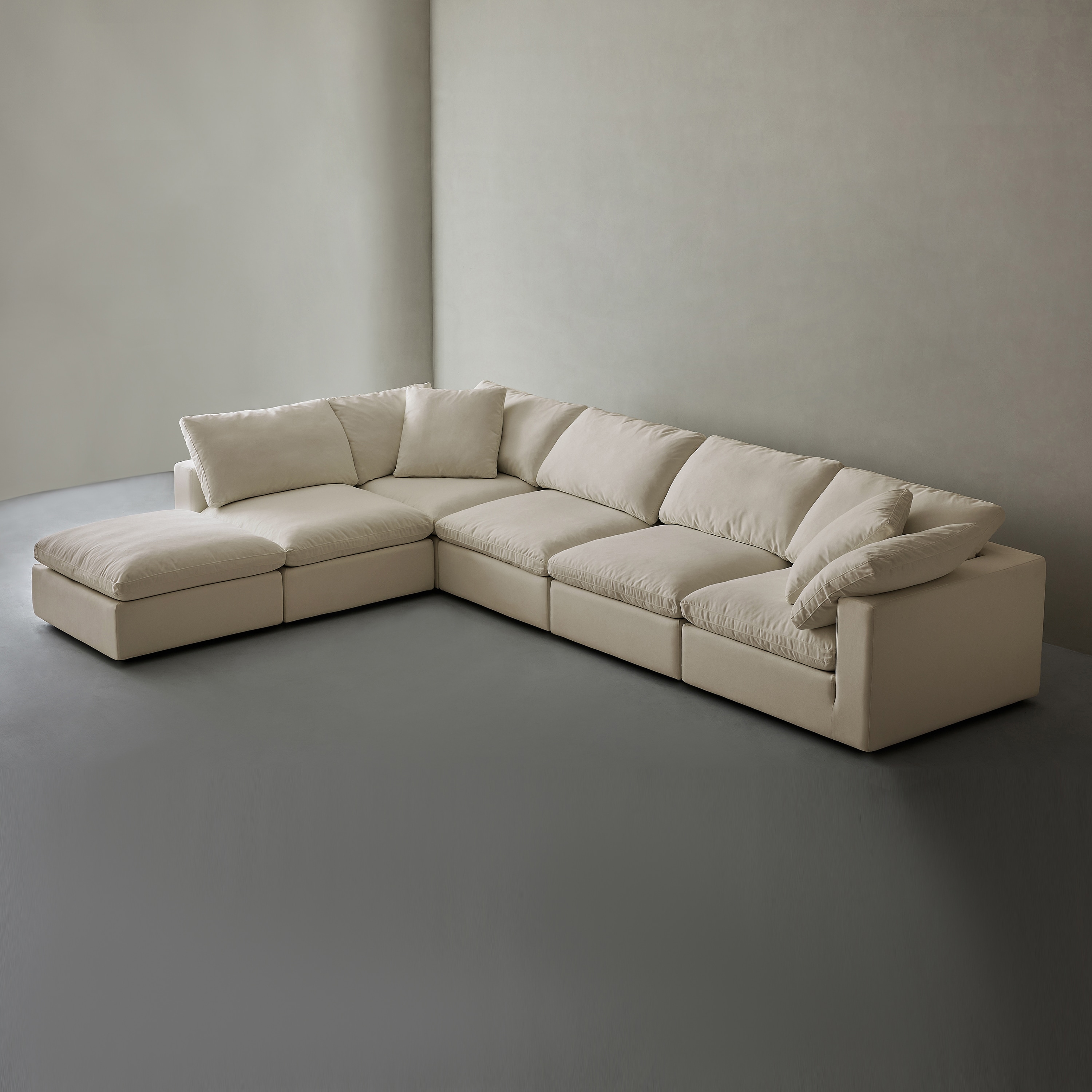  YSWZ5+1T-LB Sofa 157-in W Casual Linen Beige Linen 6-seater Sofa with Slipcover