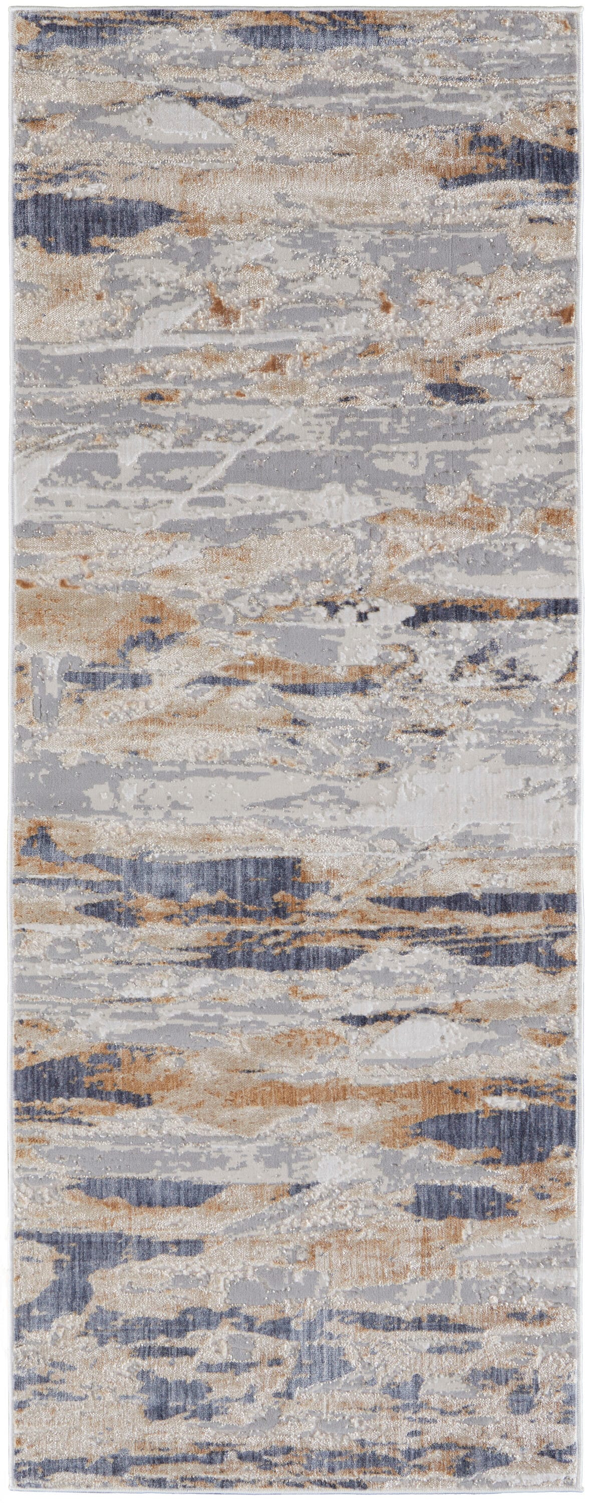 Room Envy LAIR39G5BGEBLUI3E 3 x 12 (ft) Loomed Polyester Tan/Orange/Ivory Rectangular Indoor Abstract Runner rug