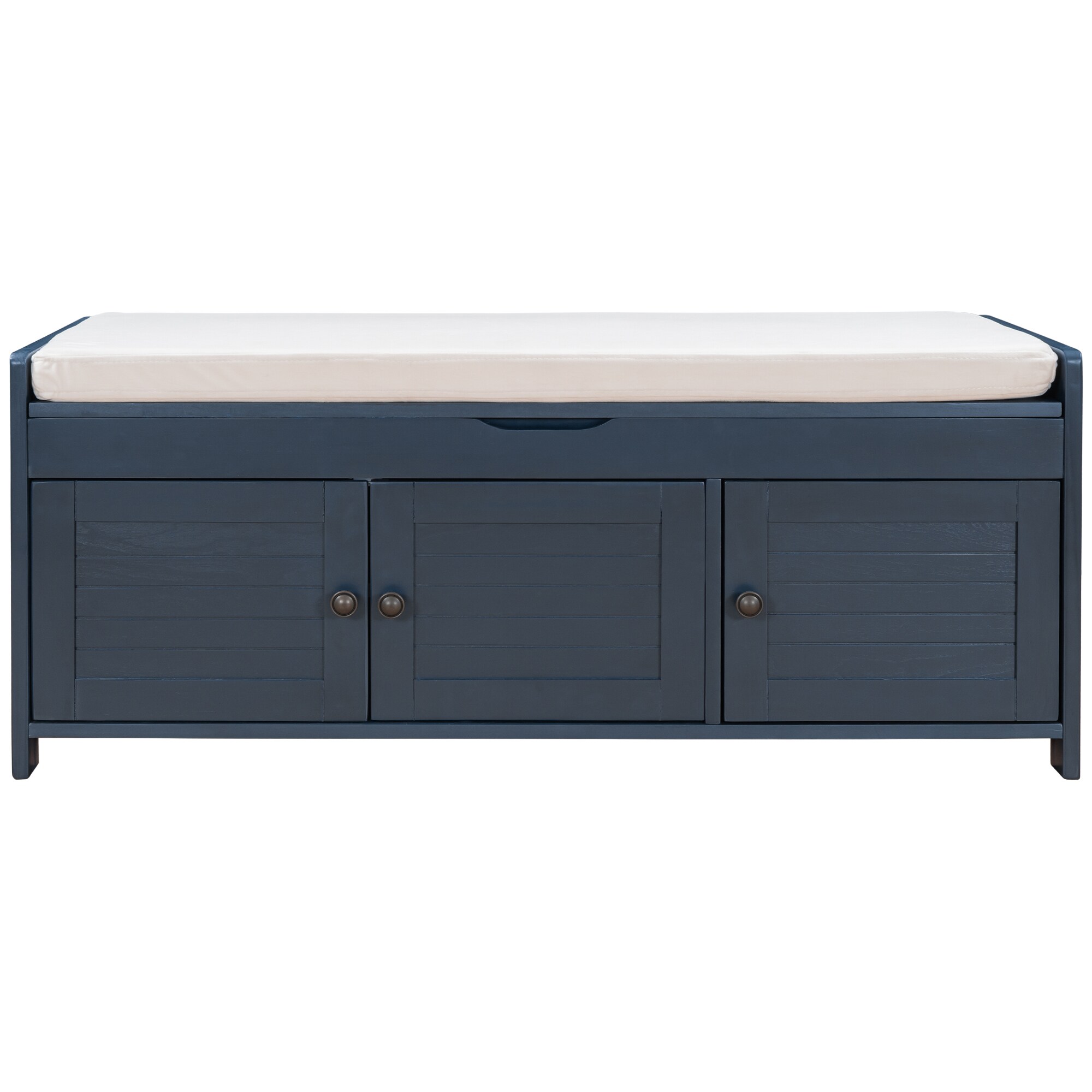 Clihome Old World/Vintage Blue Storage Bench with Storage 43.5-in x 16-in x 18-in