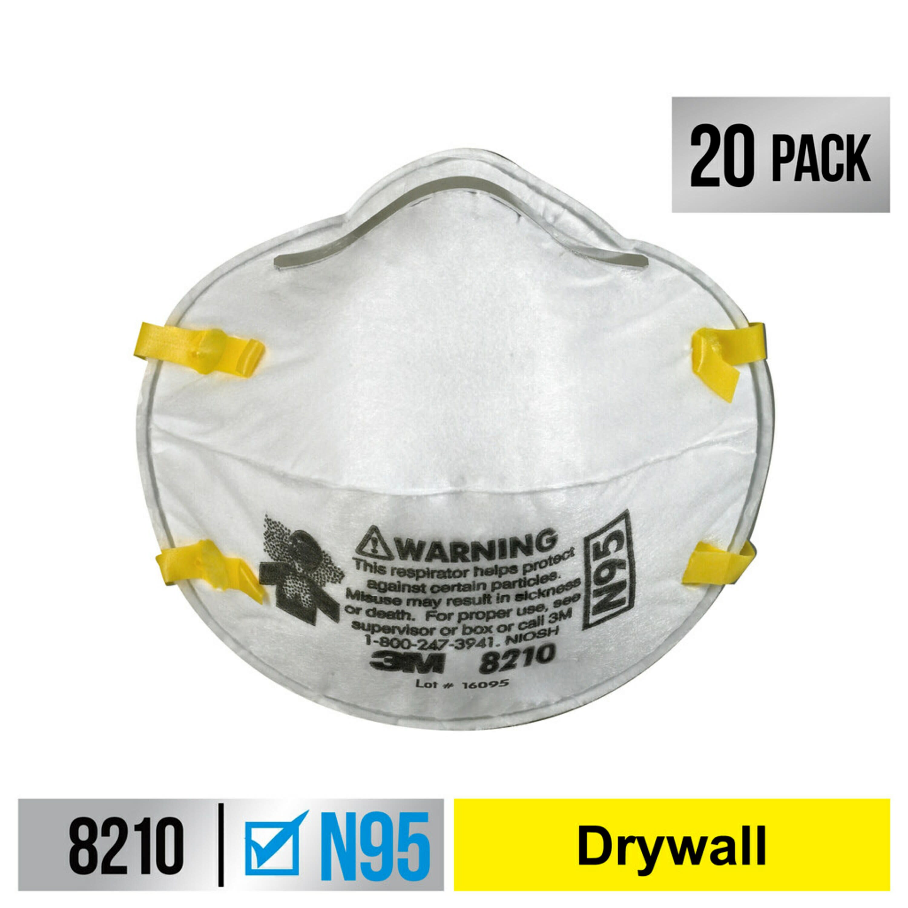 3M 20-Pack White Disposable N95 Sanding and Fiberglass Disposable Respirator