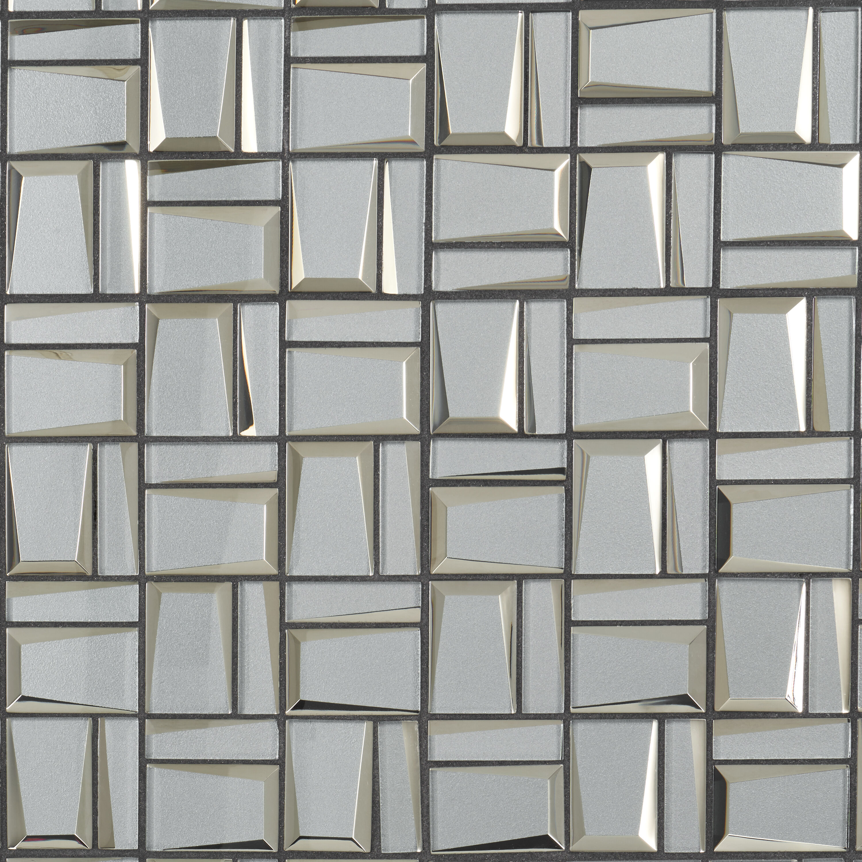Artmore Tile EXT3RD108681 Kaur Slate Gray 12-in x 12-in Polished Glass Patterned Versailles Mosaic Wall Tile ( 0.96-sq ft Piece )