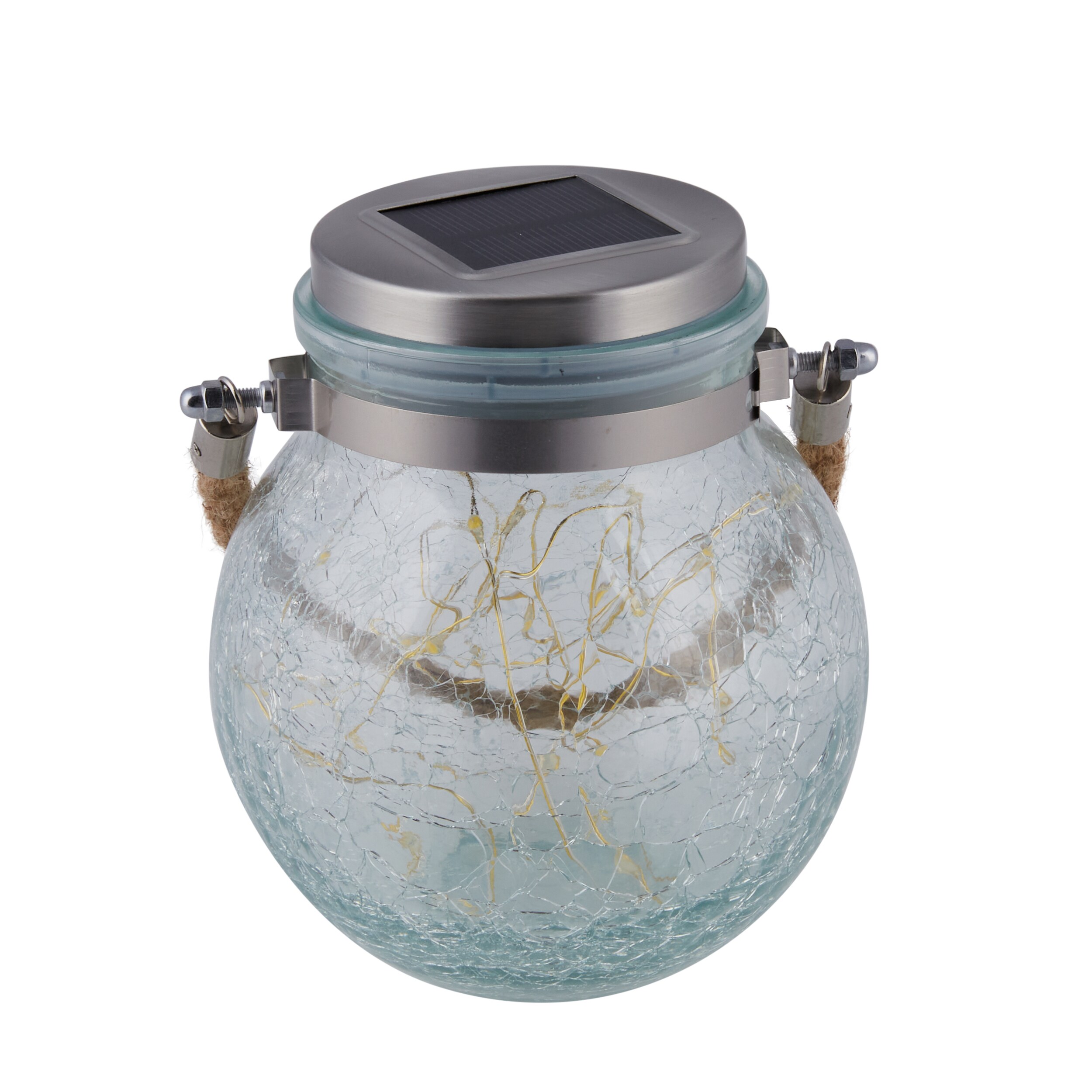 allen + roth 5-in x 5.7-in Black Glass Solar Outdoor Decorative Lantern