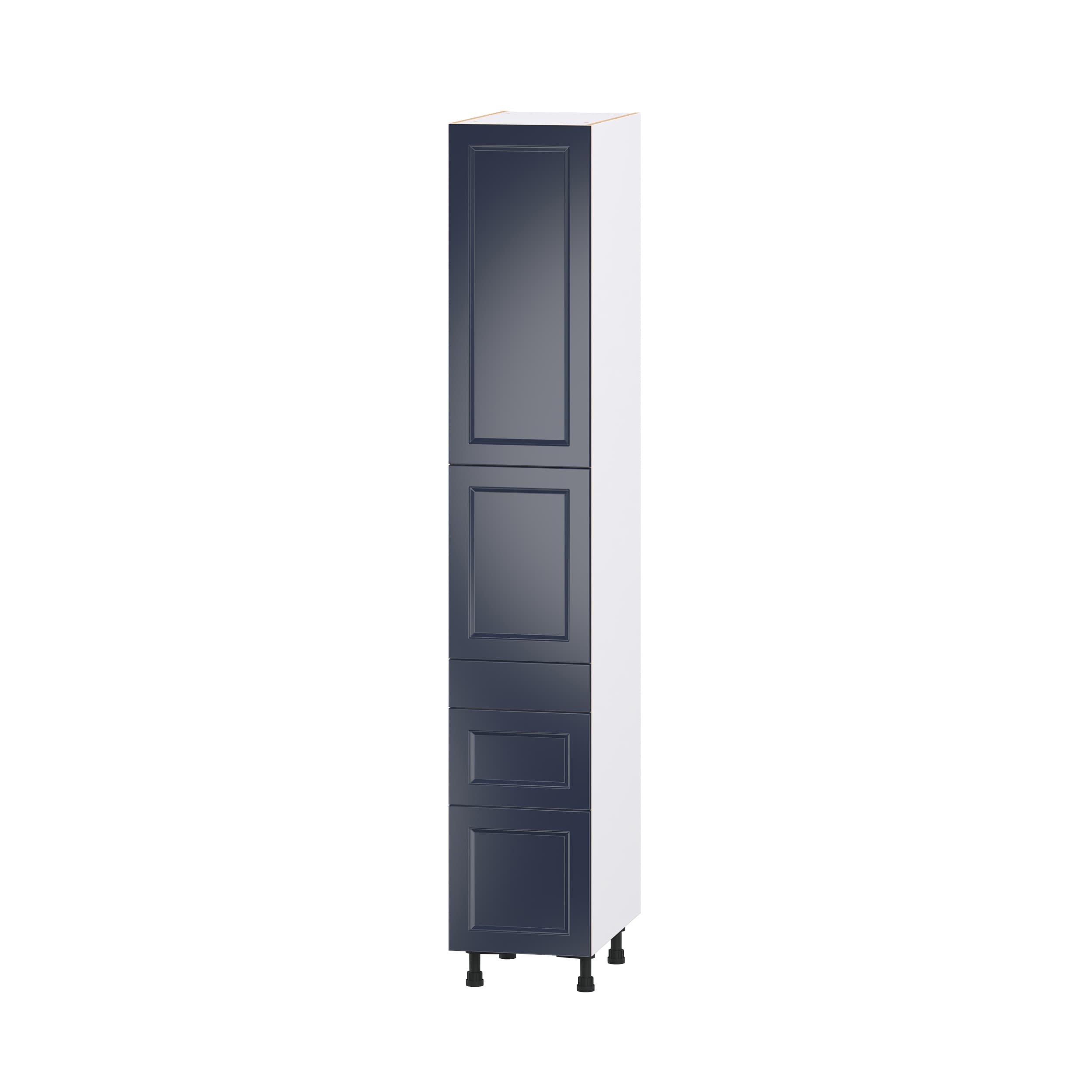 Hugo&Borg DST3D152489.5I2-LO Lorette 15-in W x 89.5-in H x 24.5-in D Navy Blue 5 -Drawers Pantry Fully assembled Cabinet Recessed Panel Shaker