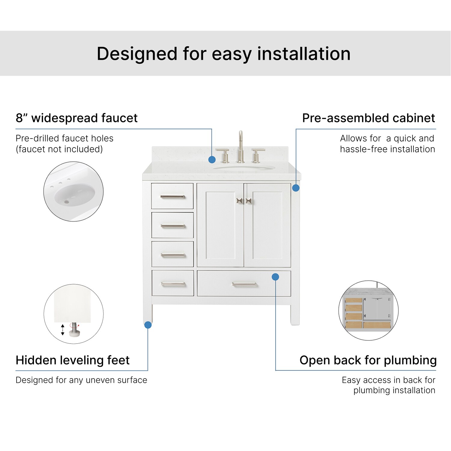 ARIEL A036SRCQOVOWHT Bath-Vanity-Combo - View #7