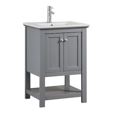 Gray Single Sink Bathroom Vanity, 18 Inch Deep Vanity Top