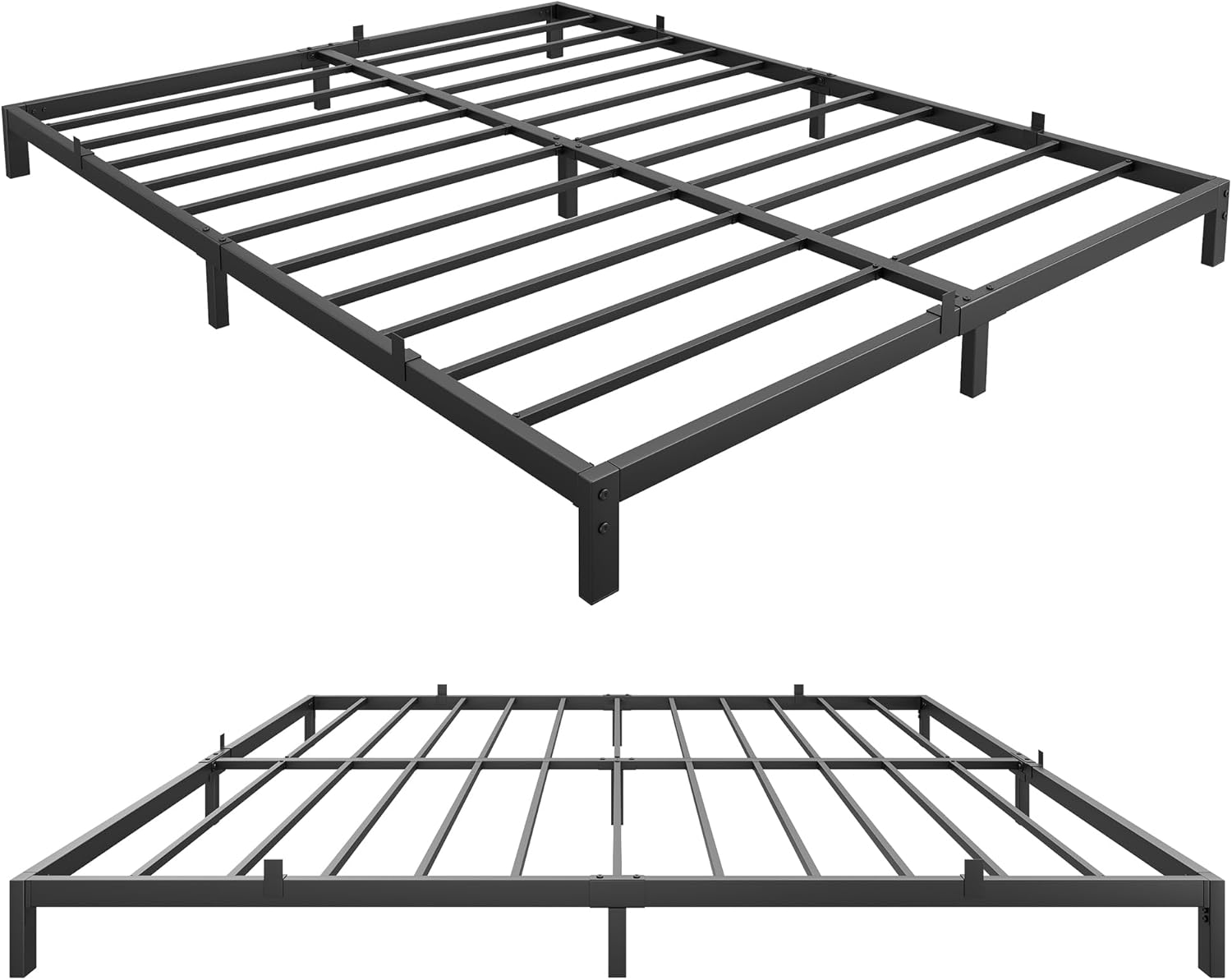 Qeetex LHF-BED-PHO-0YIO8CRZ 6 Inch Queen Bed Frame Queen Size Metal Platform Bed Frame with Storage Under Bed Sturdy Structure Easy Assembly No Box Spring Needed Noise Free Black