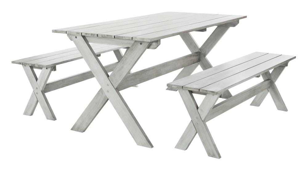 grey wood picnic table