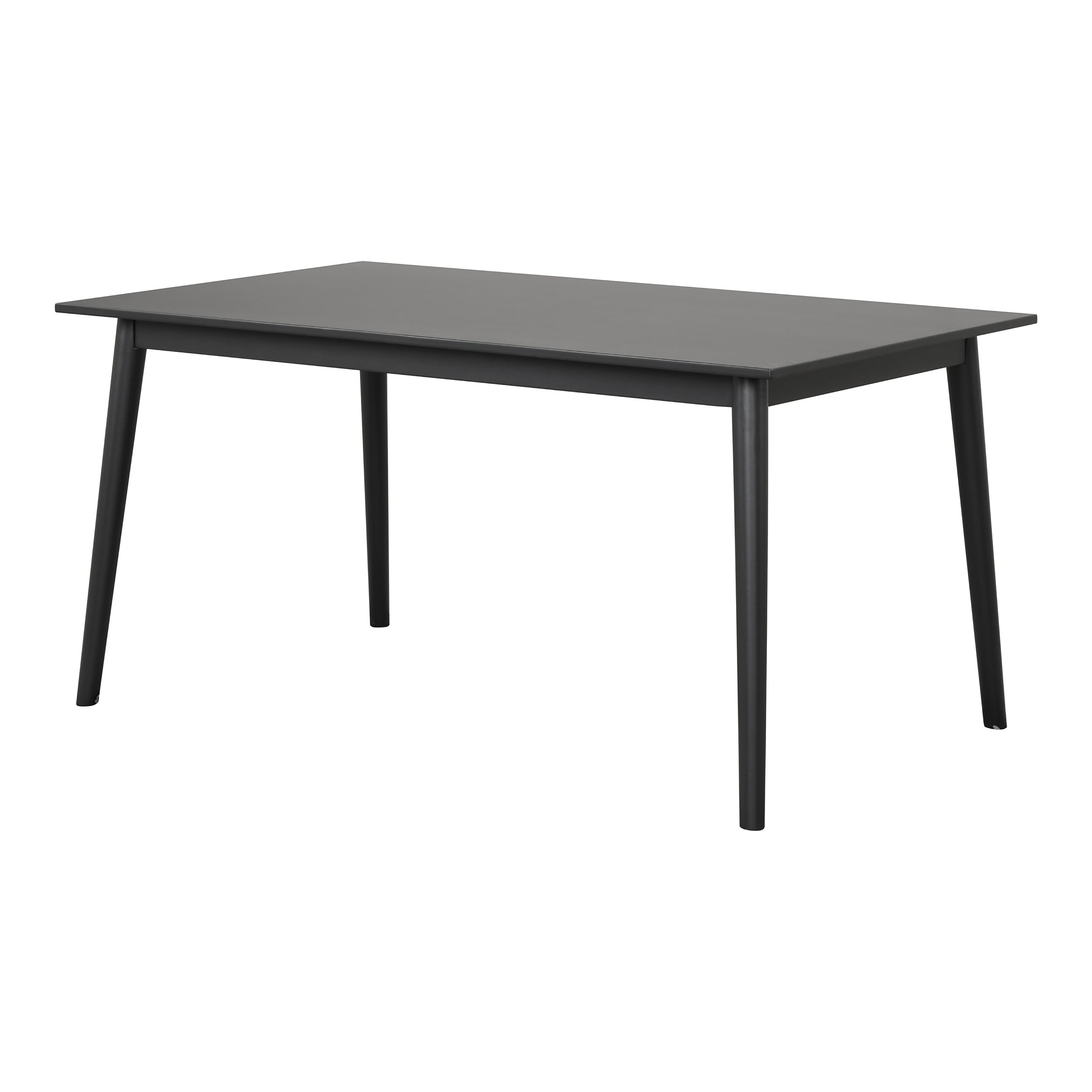 Black Solid Wood 60-Inch Rectangular Mid-Century Modern Dining Table