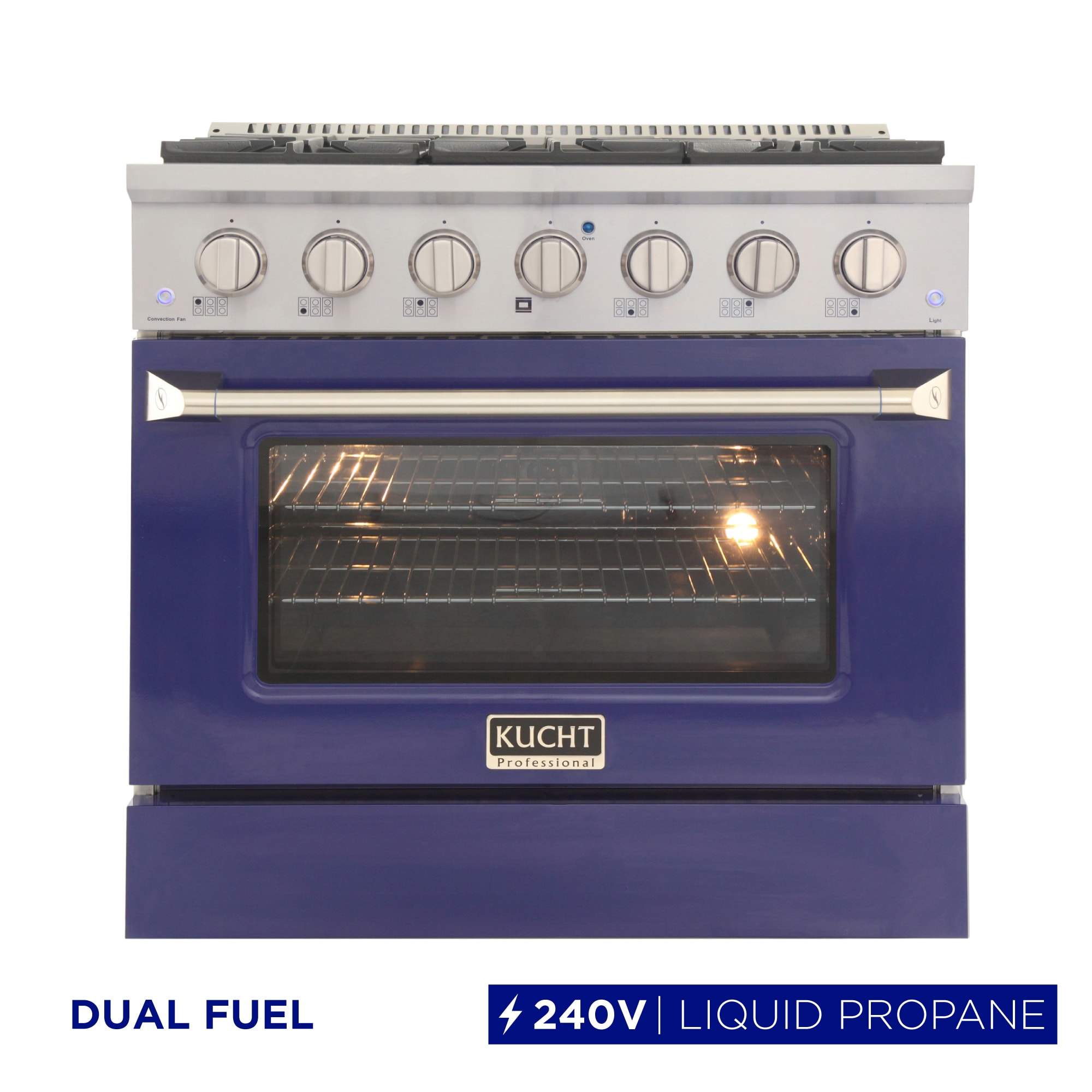 Kucht KDF362/LP-B 36-in Deep recessed 6 burners Convection Oven Freestanding Dual Fuel Range ( BLue )
