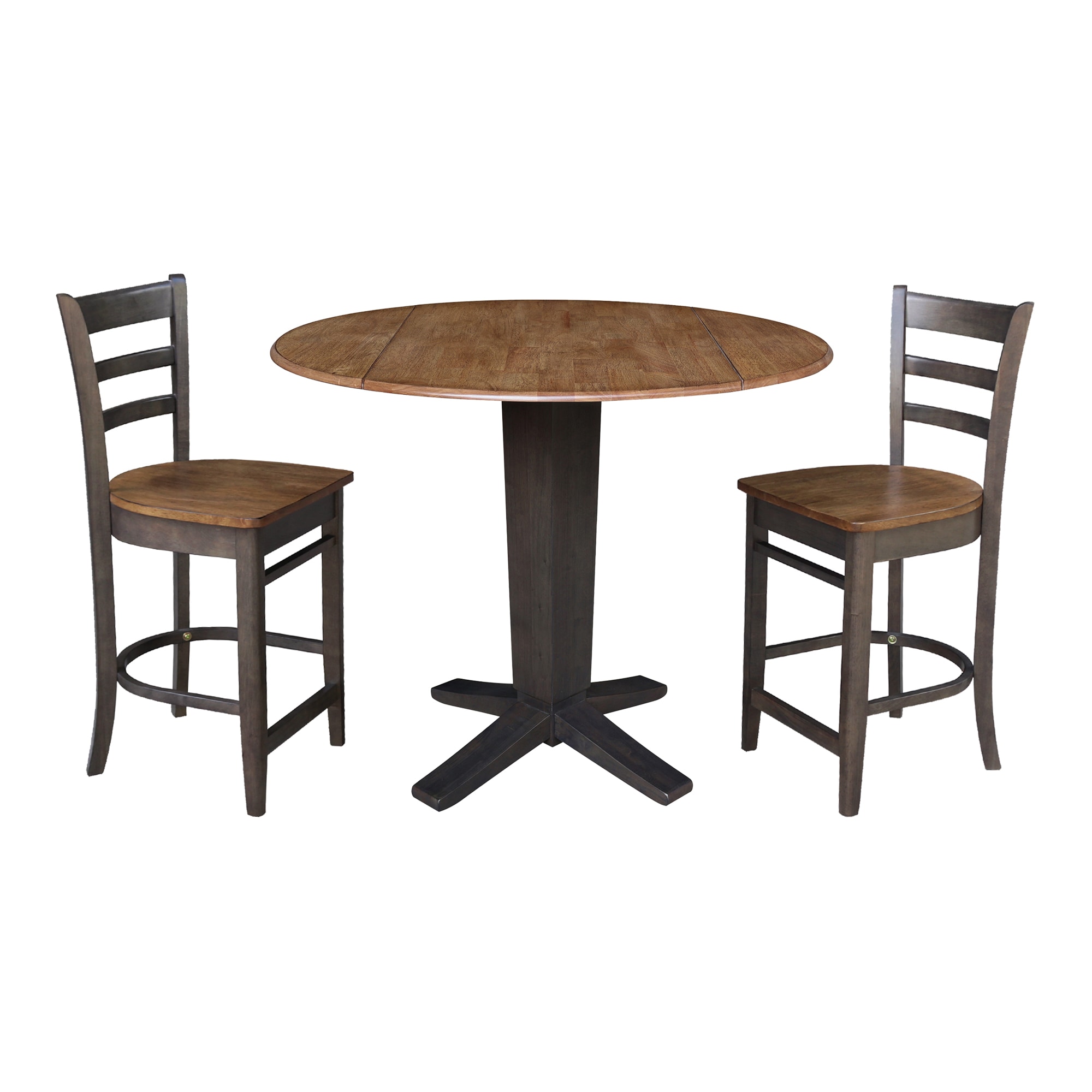 International Concepts K45-42DPT-23-S6172-2 Hickory/Washed Coal Traditional Dining Room Set with Round Table ( Seats 4 )