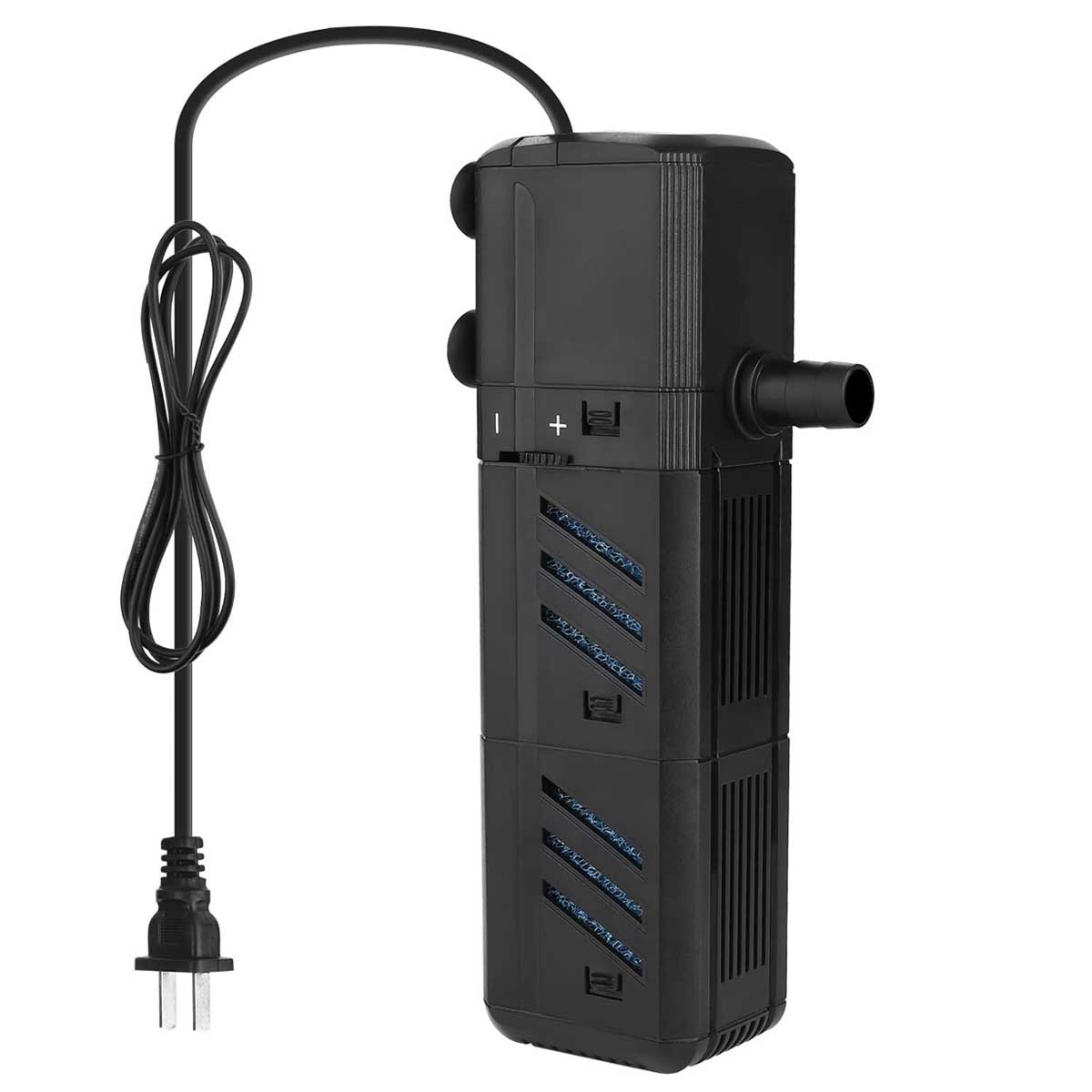 Aoibox LAAF0917029 Submersible Aquarium Internal Filter 8W Adjustable Fish Tank Filter with 200 GPH Water Pump for 10-50 Gallon Fish Tank Black