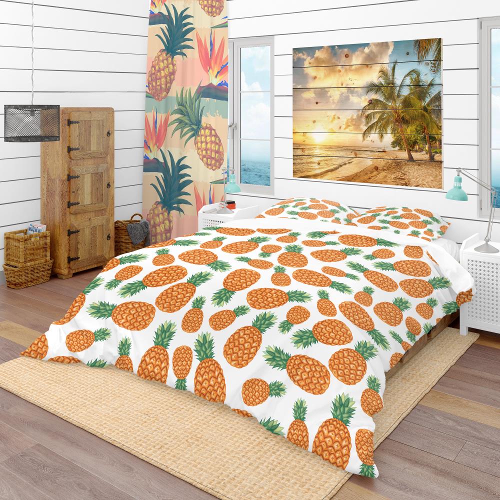 Designart BED18854-T 3 -Piece Orange Twin Duvet cover Set