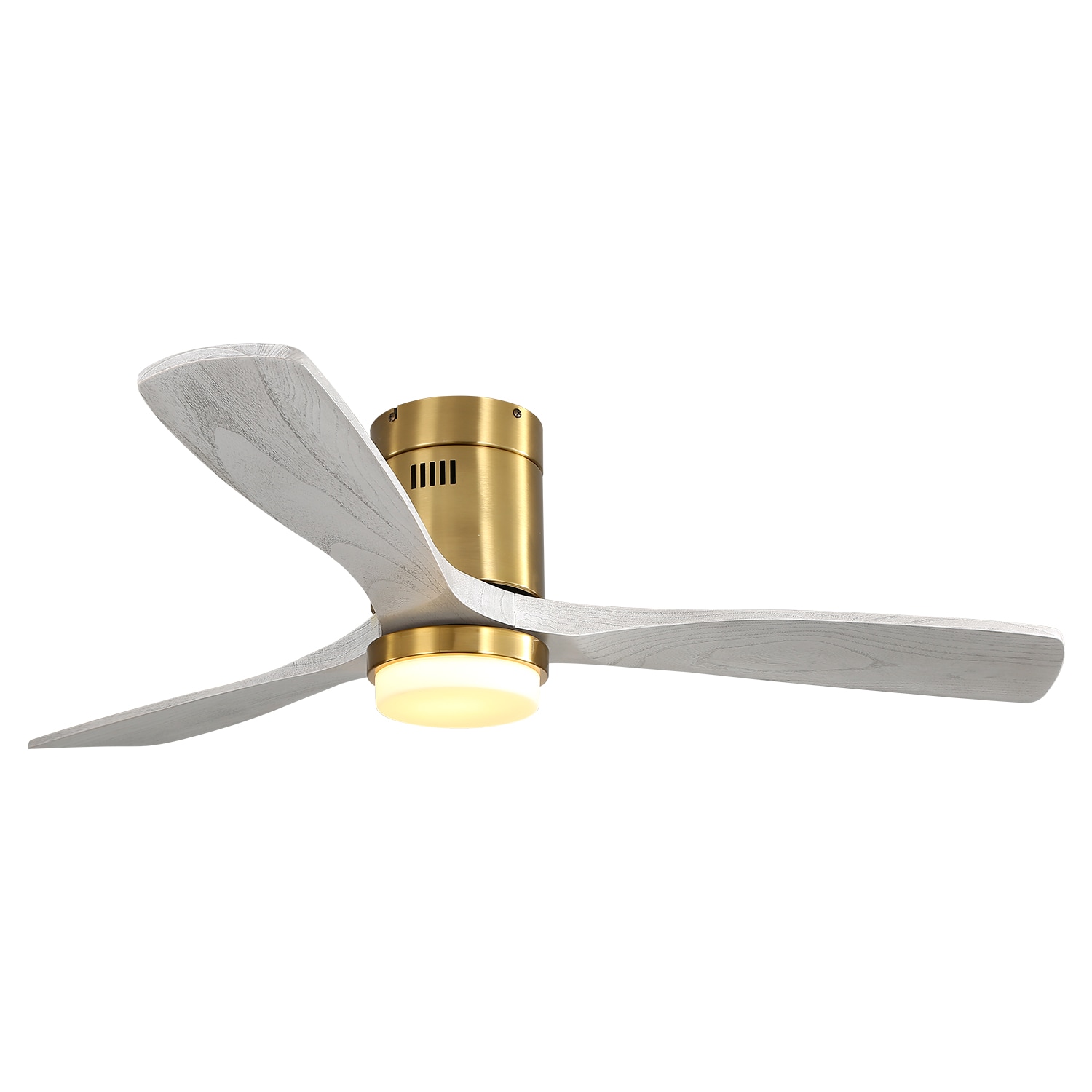 Blisstyle 52-in Black with Modern Wooden Solid Wood Blades Ceiling Fan With Light and Remote Control Included 5-Blade