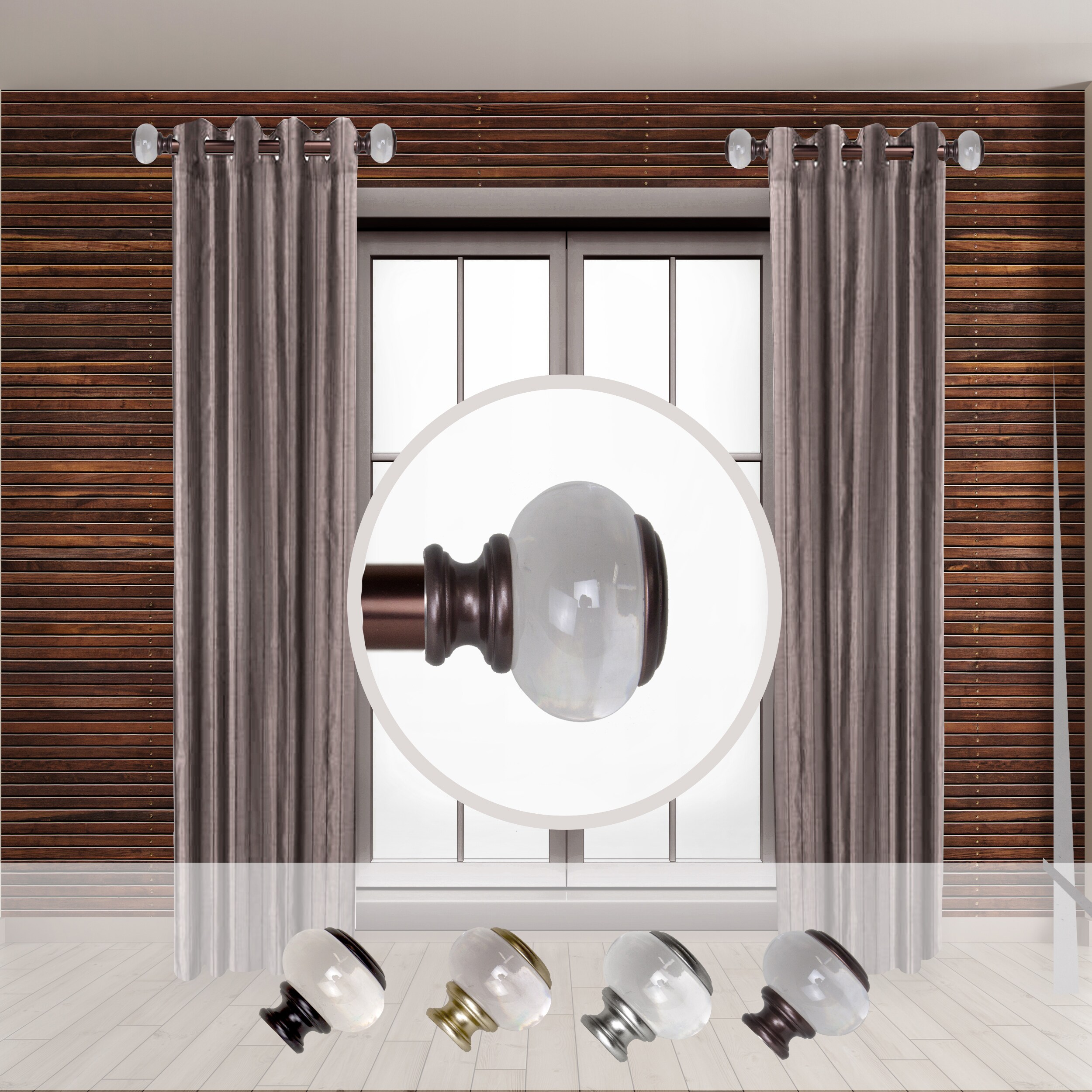Hart & Harlow LO-SIDE100-58-9 Ana 1-in 12-in to 20-in Bronze Steel Side curtain rod with Finials