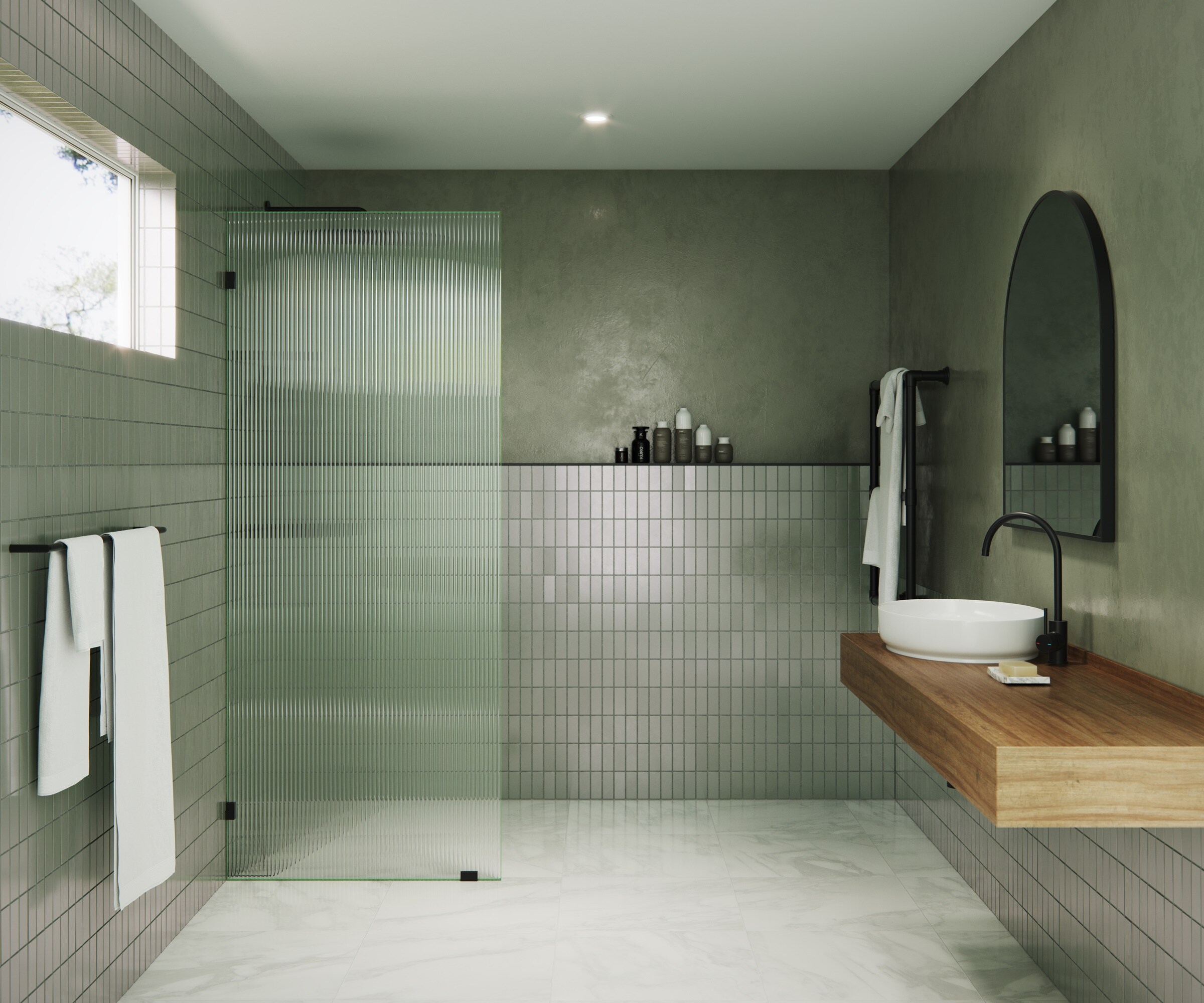 Glass Warehouse GW-FL-32-MB Gaia Matte Black 32-in W x 78-in H Frameless Fixed Shower Door 3/8-in Thick Tempered Glass