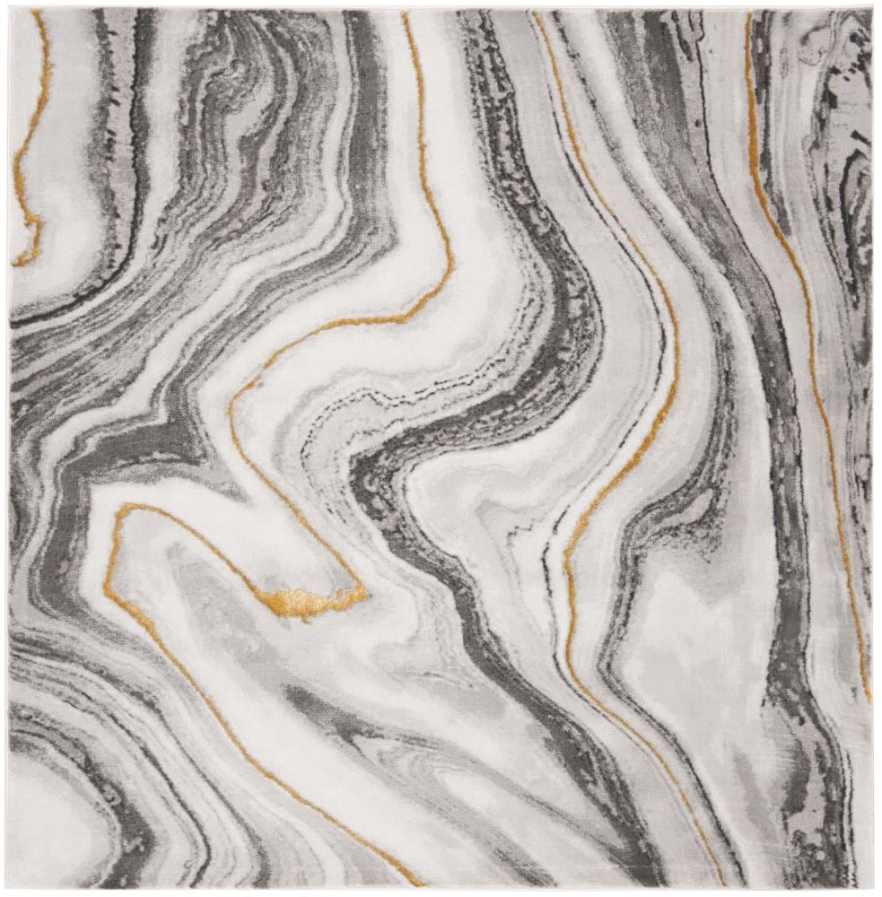 Safavieh CFT819F-5SQ Craft Moro 5 x 5 (ft) Loomed Polypropylene Gray/Gold Square Indoor Geode Area rug