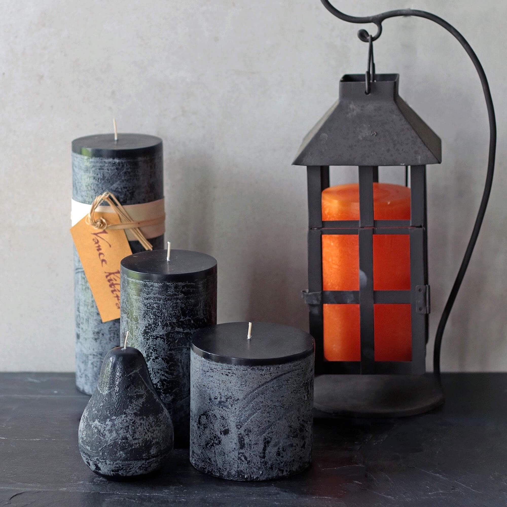 4.25" Distressed Black Eco-Friendly Pillar Candle
