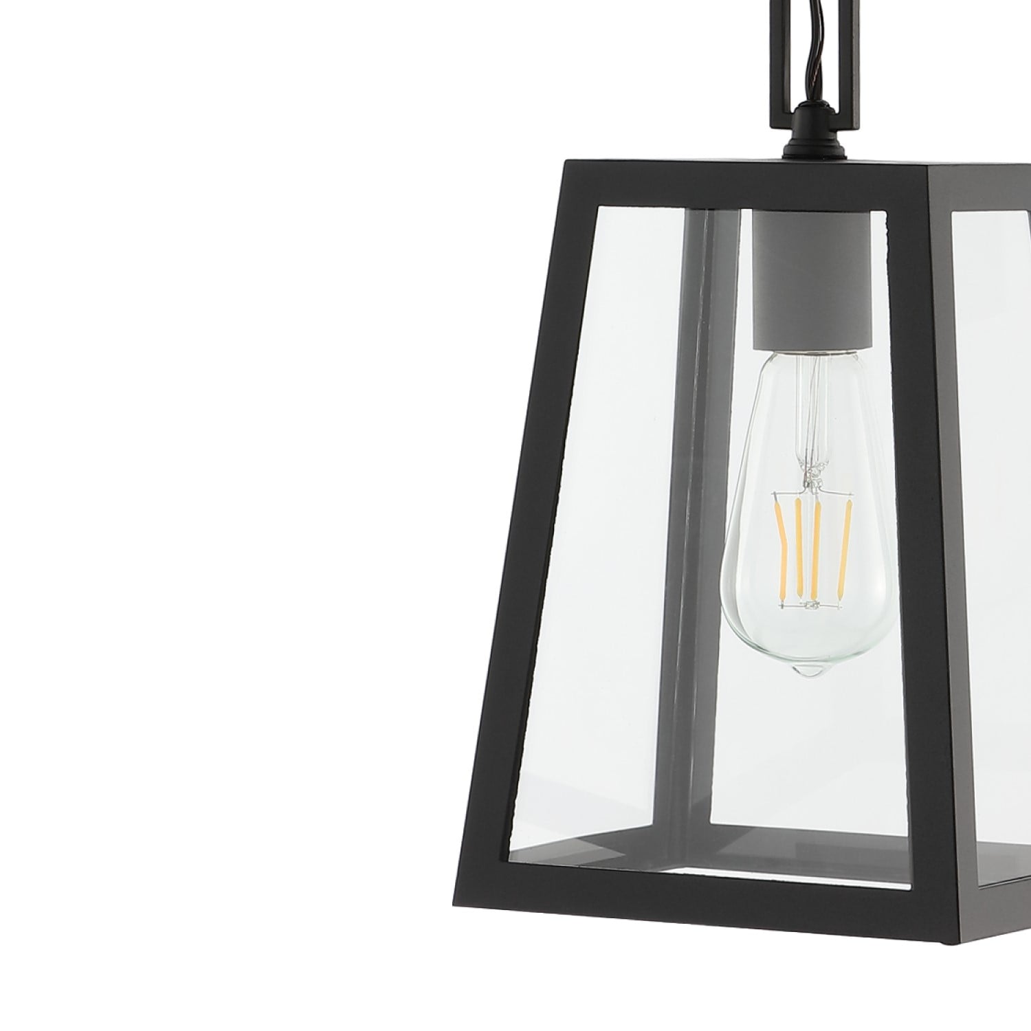 Black Glass LED Lantern Pendant Light