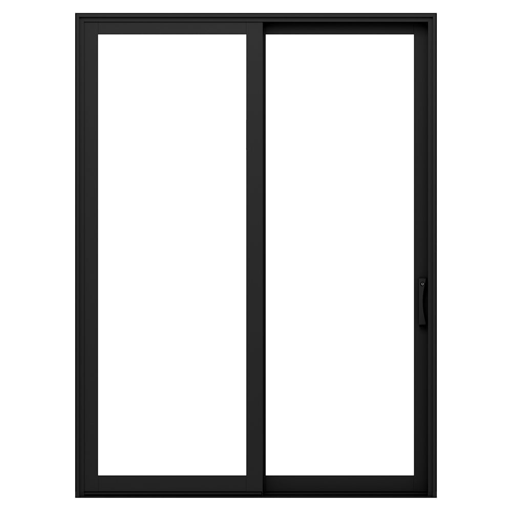 Pella 1000013272 Lifestyle Series 72-in x 80-in x 4-9/16-in Jamb Low-E argon Clear glass , Black Clad-wood Right-hand Sliding Patio Door