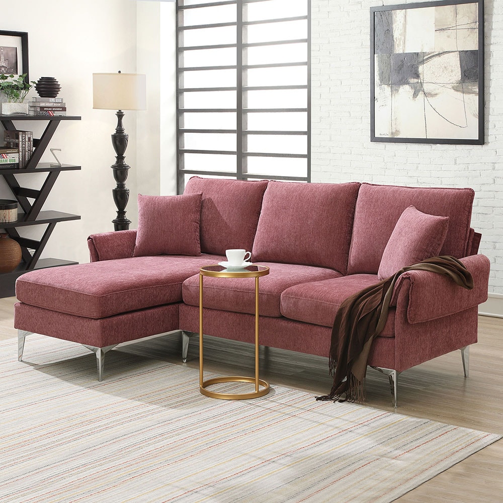 110.6 L-Shaped Sofa with Removable Ottomans and Comfort Lumbar Pillow,  Beige - ModernLuxe