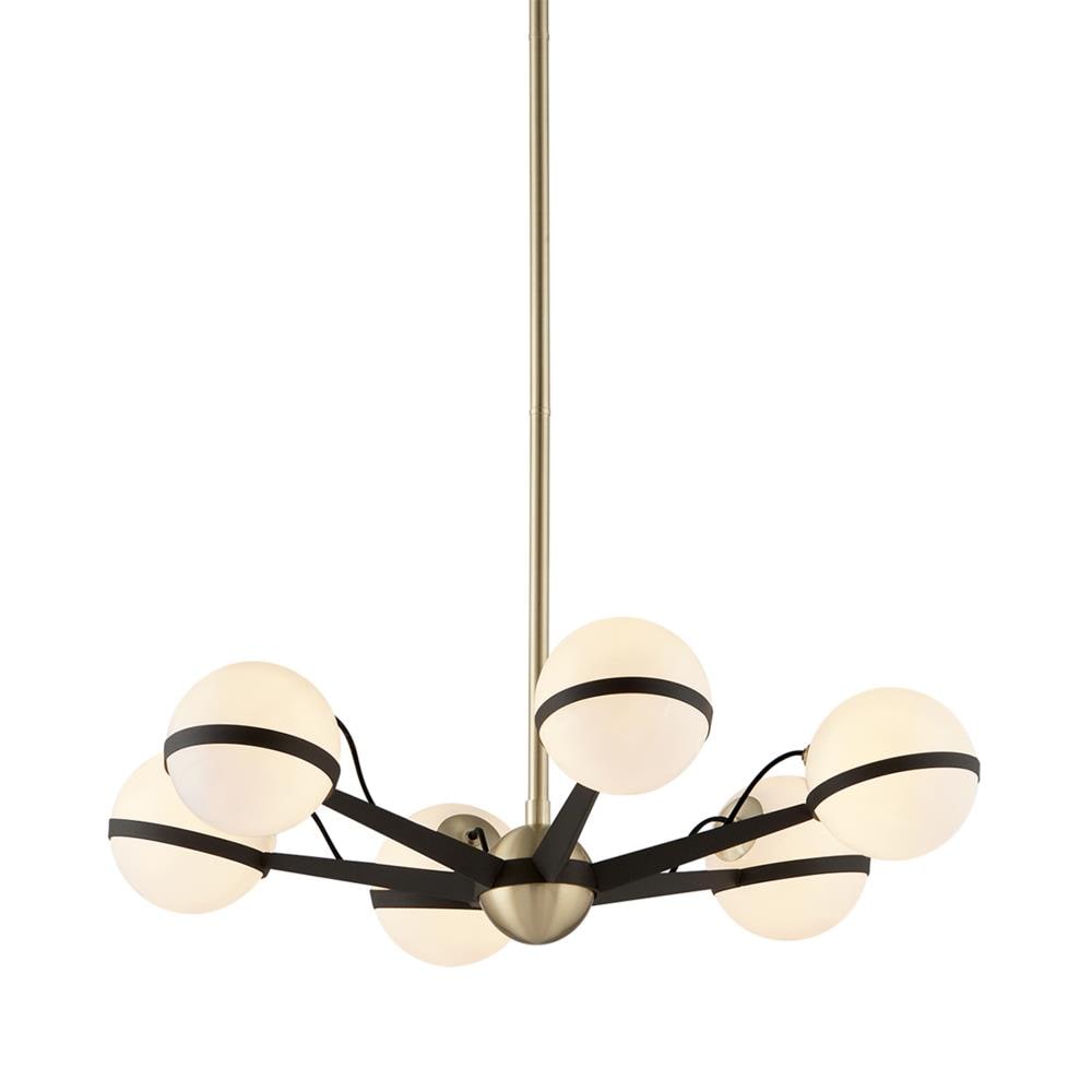 Troy Lighting F5303 Ace 6-Light Textured Bronze and Brushed Brass Transitional Dry rated Chandelier