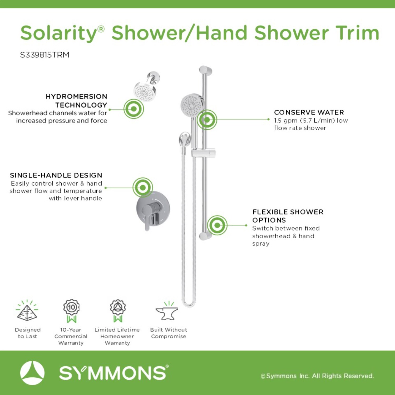 Symmons S339815TRM Showerhead-Bar-Panels - View #3
