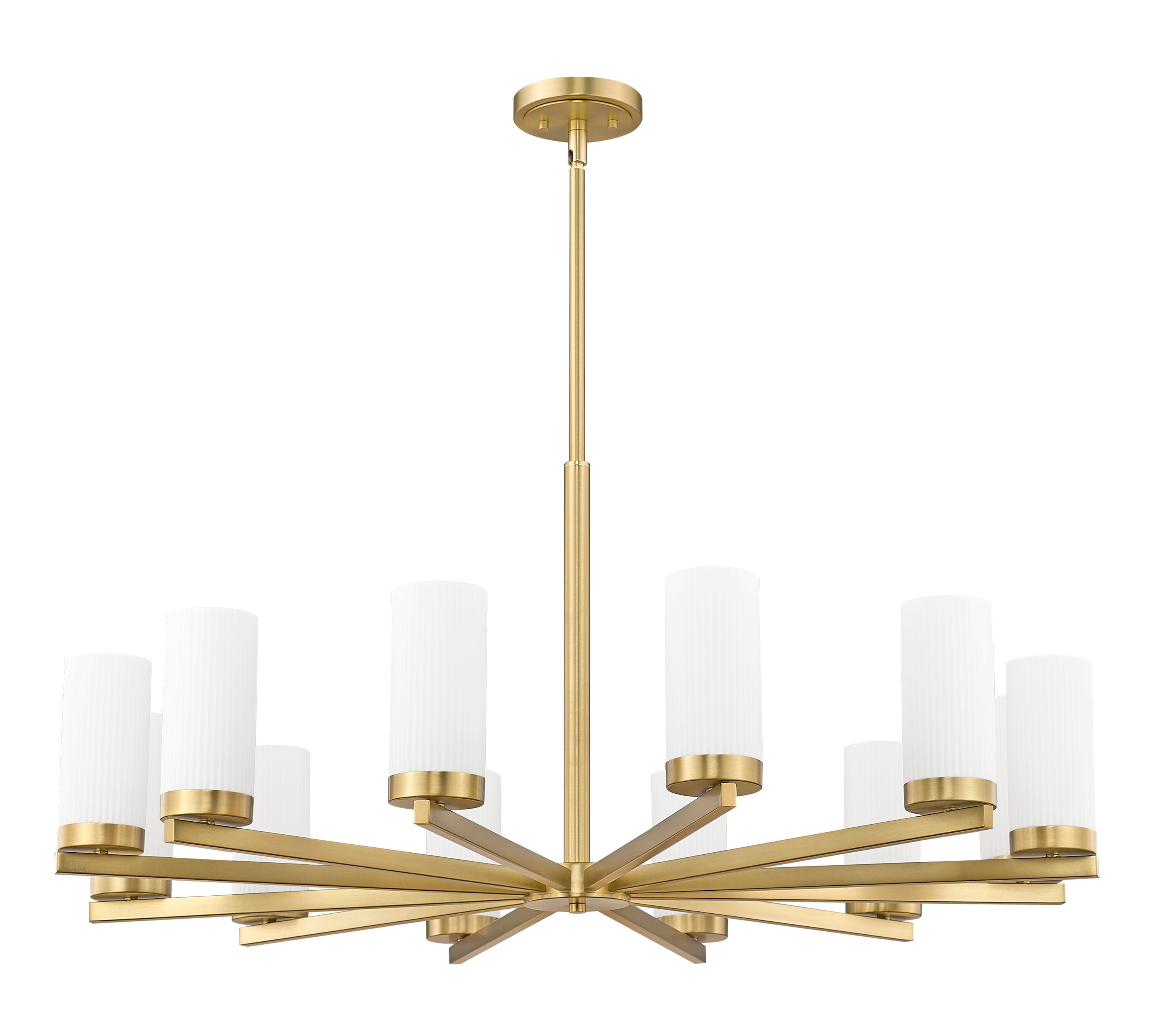 Modern Gold 12-Light Chandelier with Frosted Glass Shades