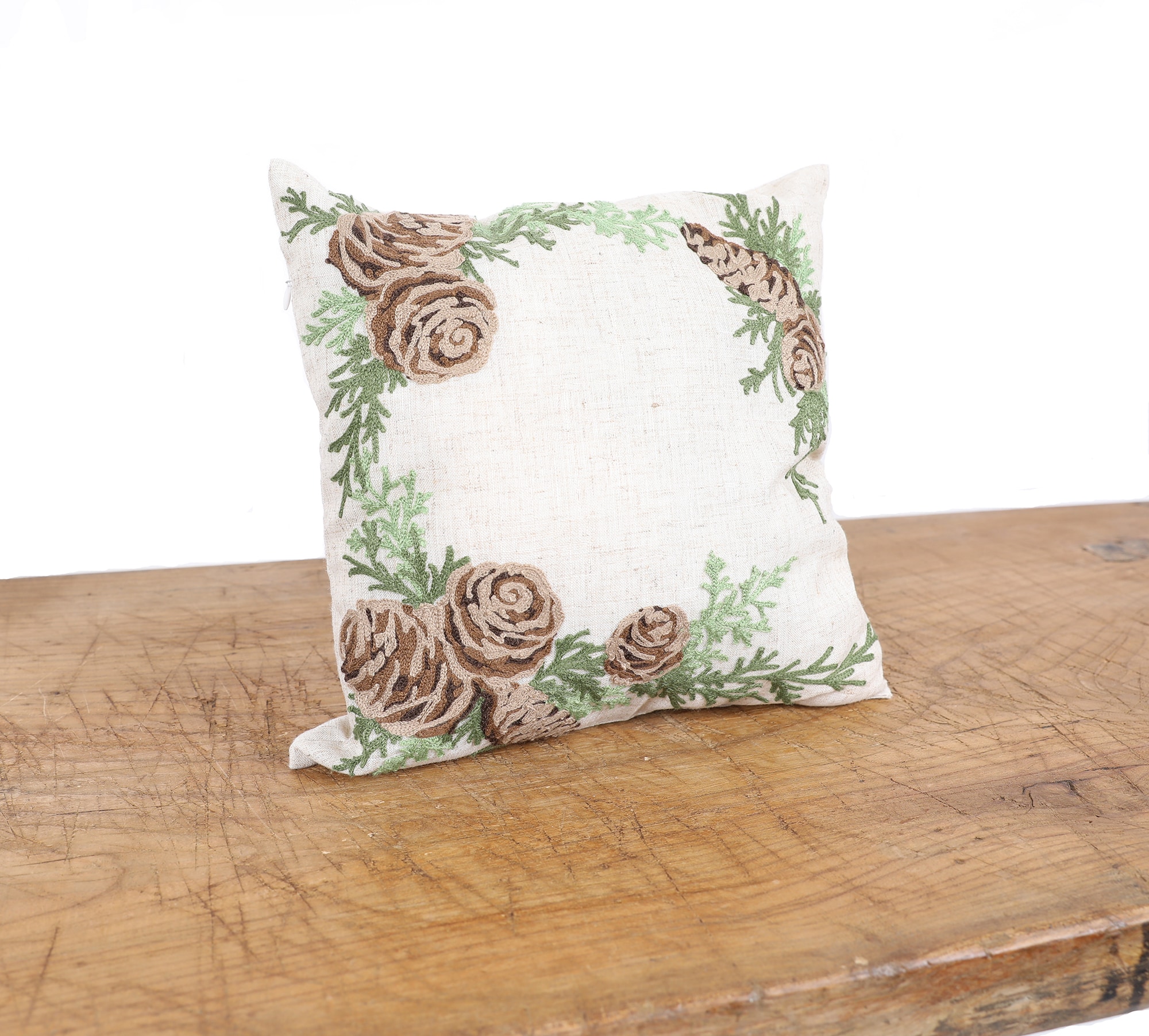 XIA Home Fashions XD198821414P 14-Inches Pillow Pinecone Christmas Decor