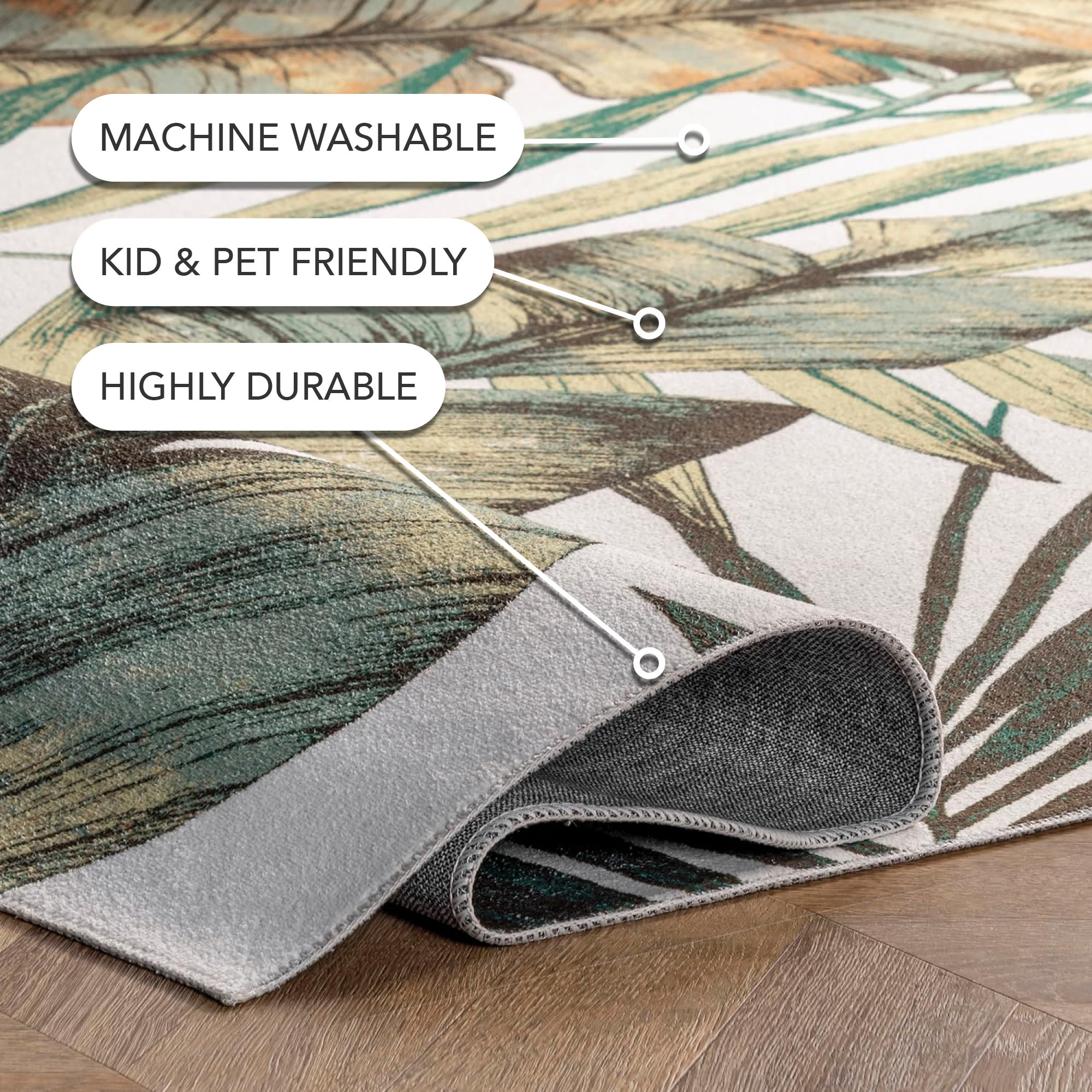 Eco-Friendly Olive Leaf 6' x 9' Synthetic Reversible Area Rug