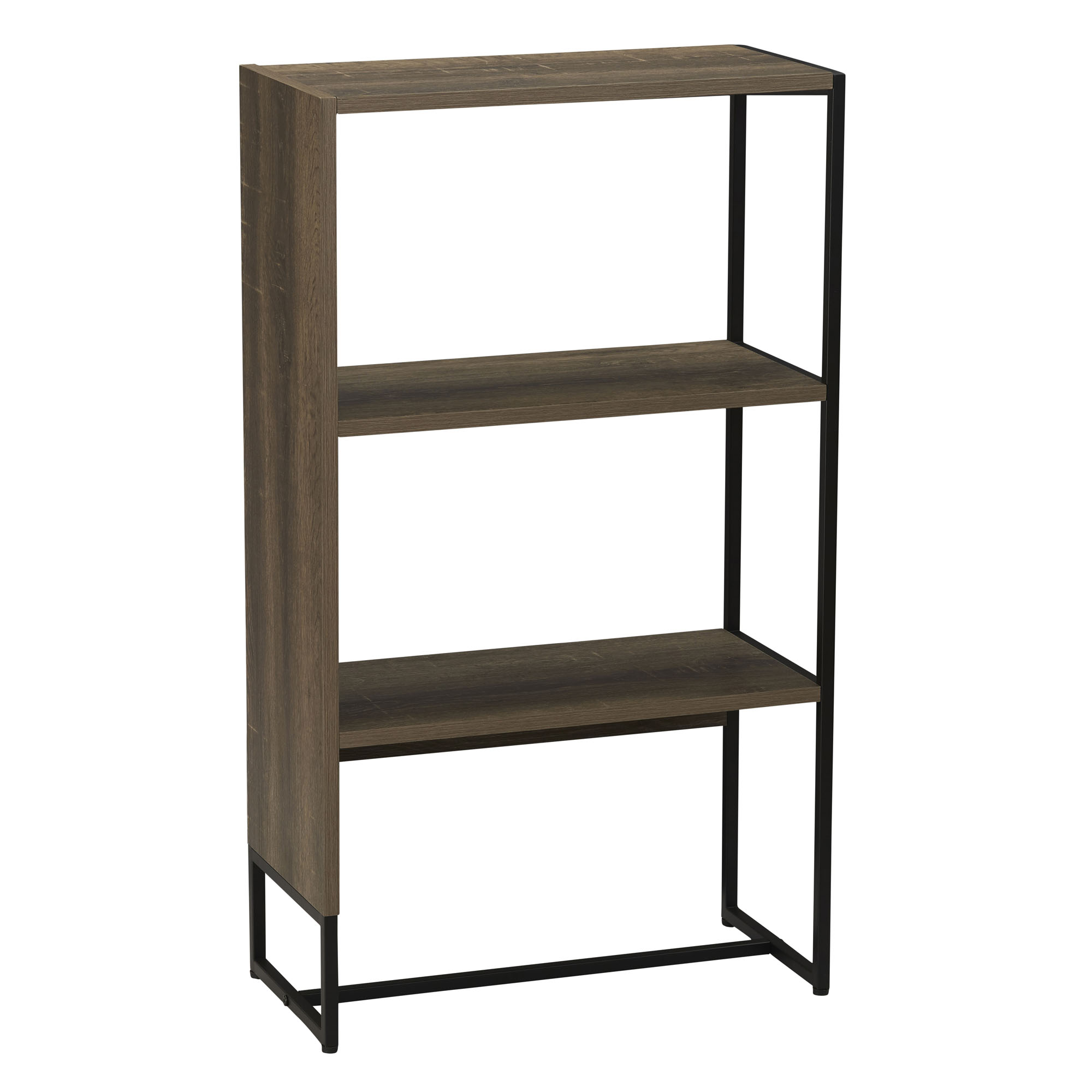 Household Essentials HH8260-1 Wrap 3 Shelf Open Storage Bookshelf Ashwood Rustic Wood Grain and Black Metal