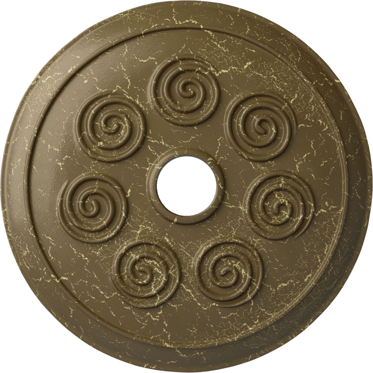 Ekena Millwork CM25SPMMC Spiral 25.25-in W x 25.25-in L Painted Mississippi Mud Crackle Polyurethane Whole Ceiling Medallion