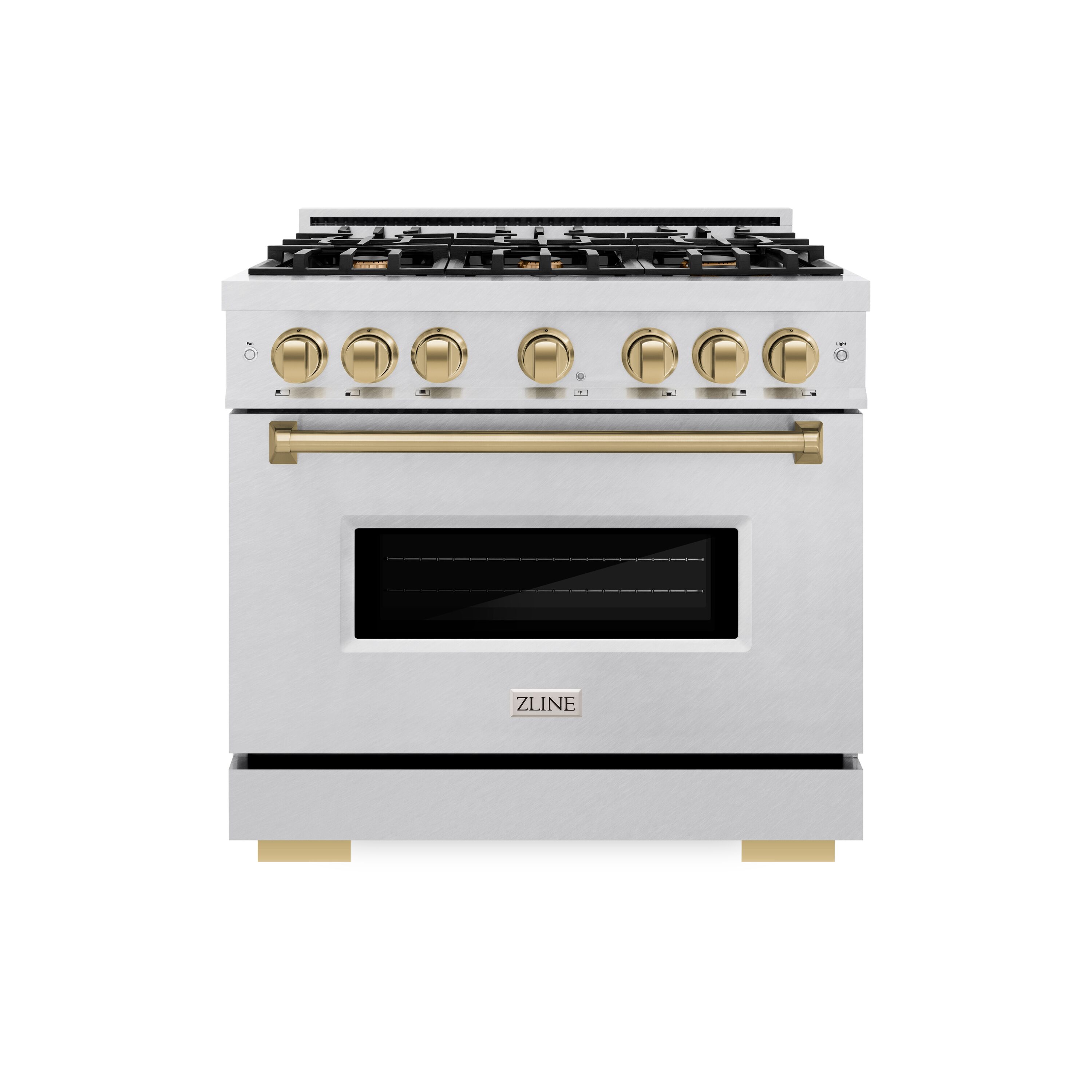 ZLINE KITCHEN & BATH CDRSZ-36-CB Classic 36-in Standard 6 burners Convection Oven Freestanding Dual Fuel Range ( Stainless Steel, Champagne Bronze Accents )