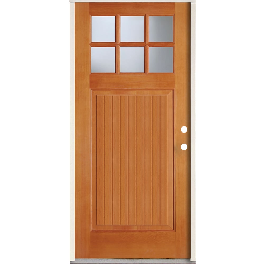 SIMPSON LO1000137 36-in x 80-in x 4-5/8-in Wood 1/4 lite Left-hand inswing Brown Unfinished Prehung Front Door Solid core