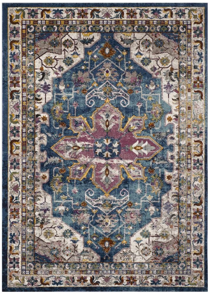 Safavieh ARA160B-5 Aria Jufti 5 x 8 (ft) Loomed Polypropylene Blue/Creme Rectangular Indoor Distressed/Overdyed Vintage Area rug